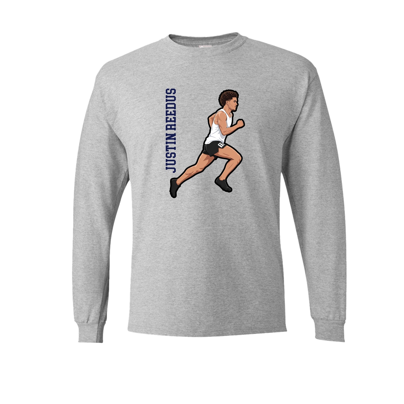 Long Sleeve Tee — Name Vertical in Grey