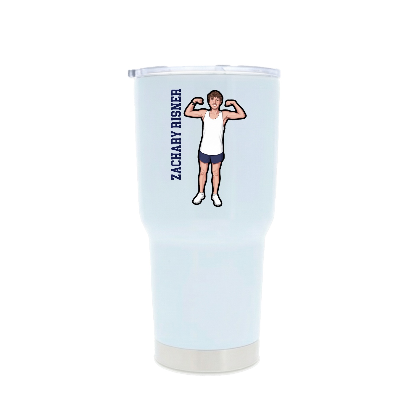 30oz Stainless Steel Tumbler — Name Vertical in White