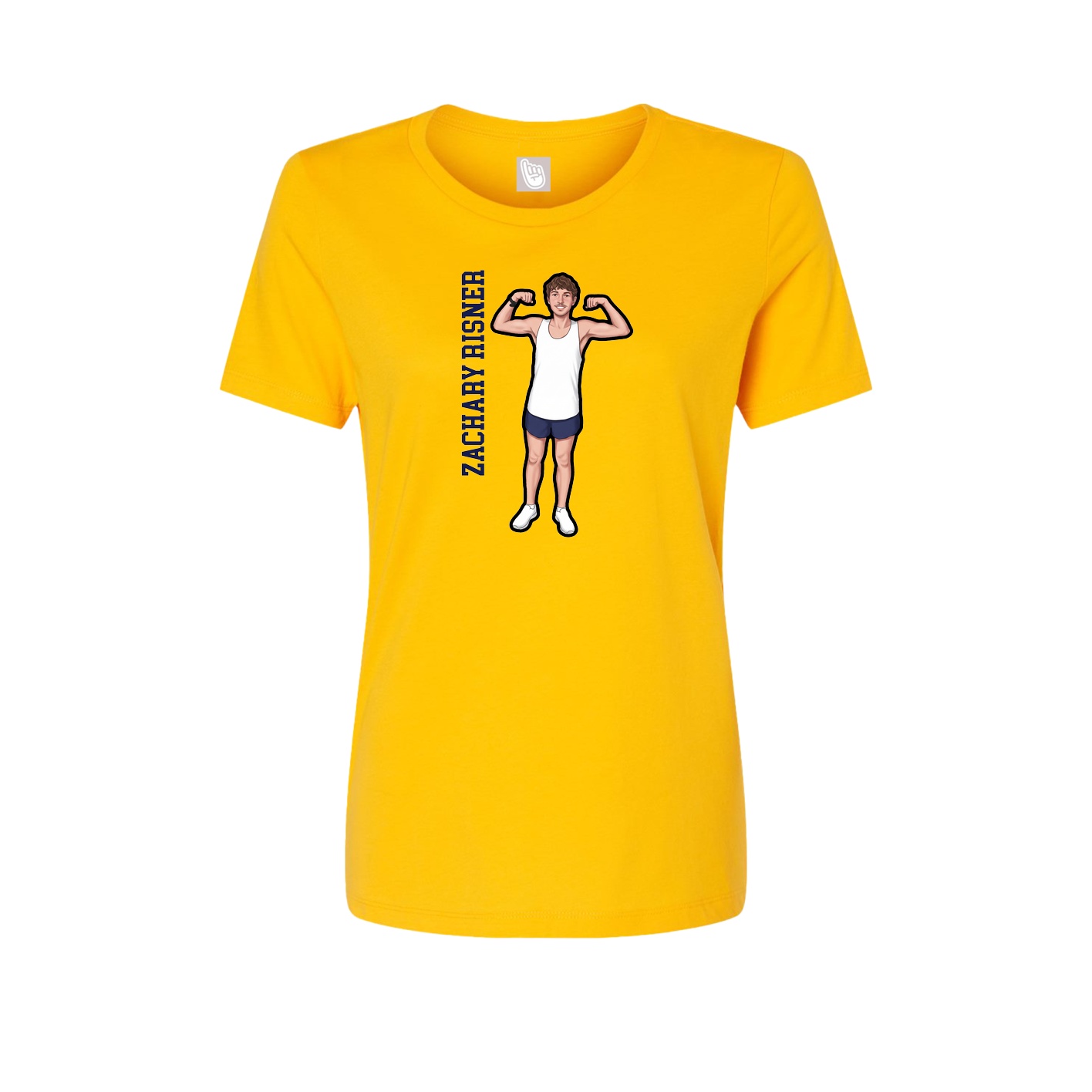 Fitted Women's Tee — Name Vertical in Gold