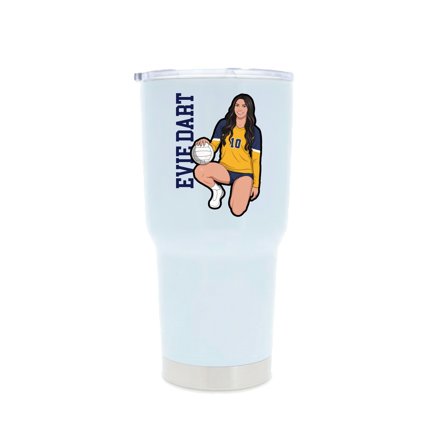 30oz Stainless Steel Tumbler — Name Vertical in White