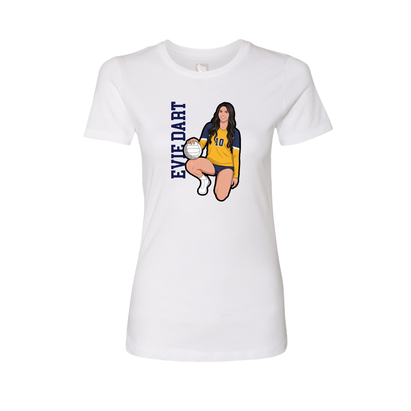 Fitted Women's Tee — Name Vertical in White
