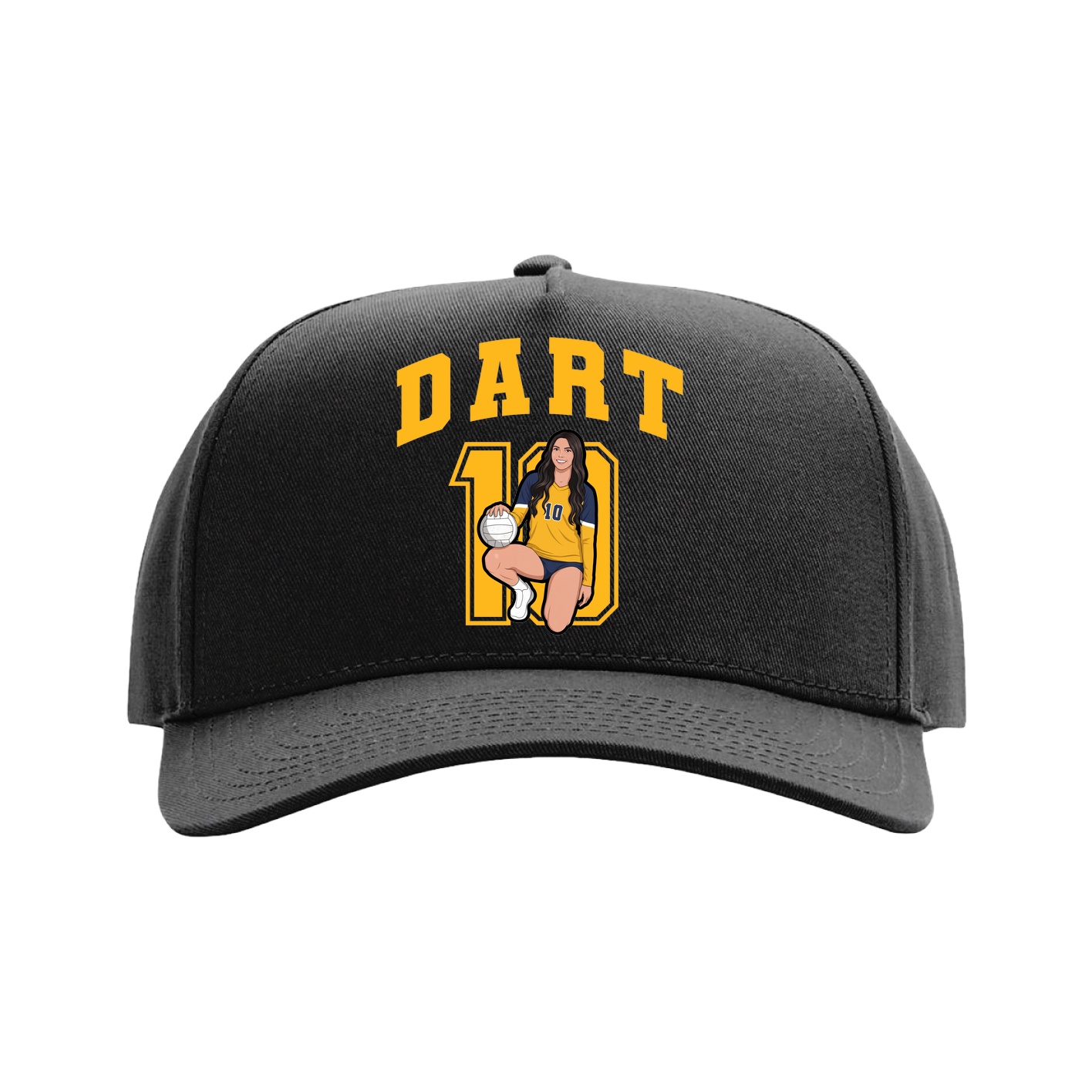 Full Fabric Five-Panel Champ Cap — Number in Black