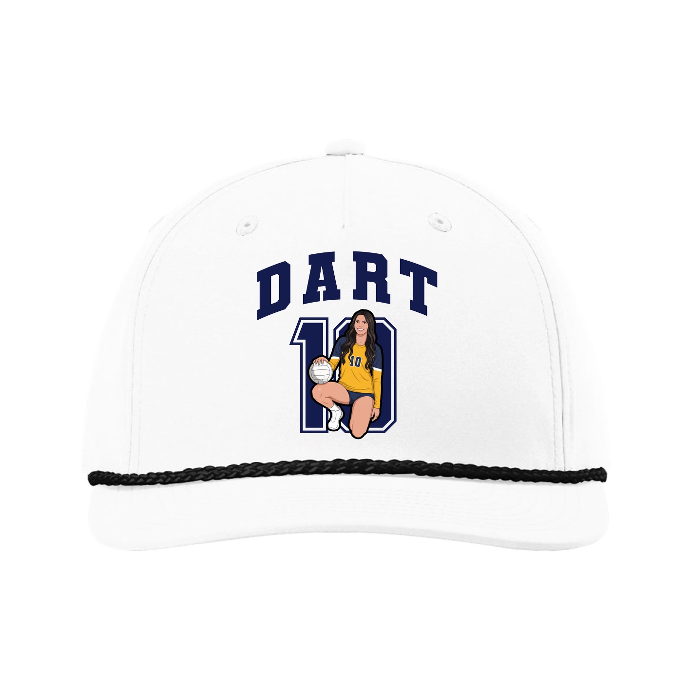 Five-Panel Classic Rope Cap — Number in White
