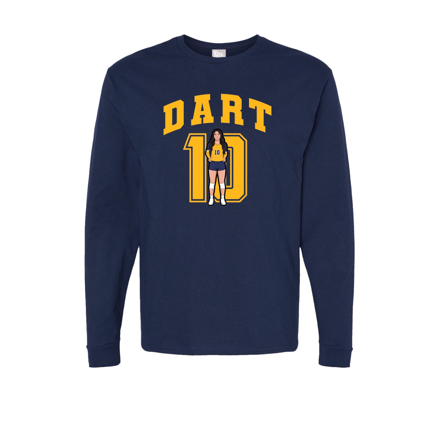 Long Sleeve Tee — Number in Navy