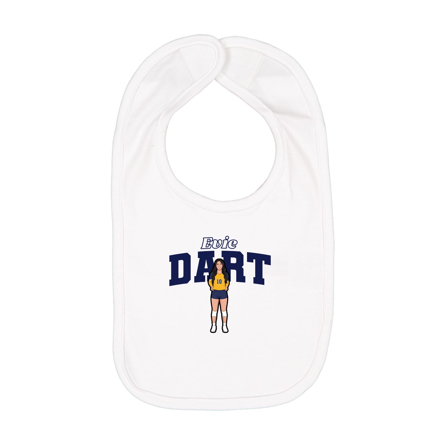 Infant Bib — Name Arch in White