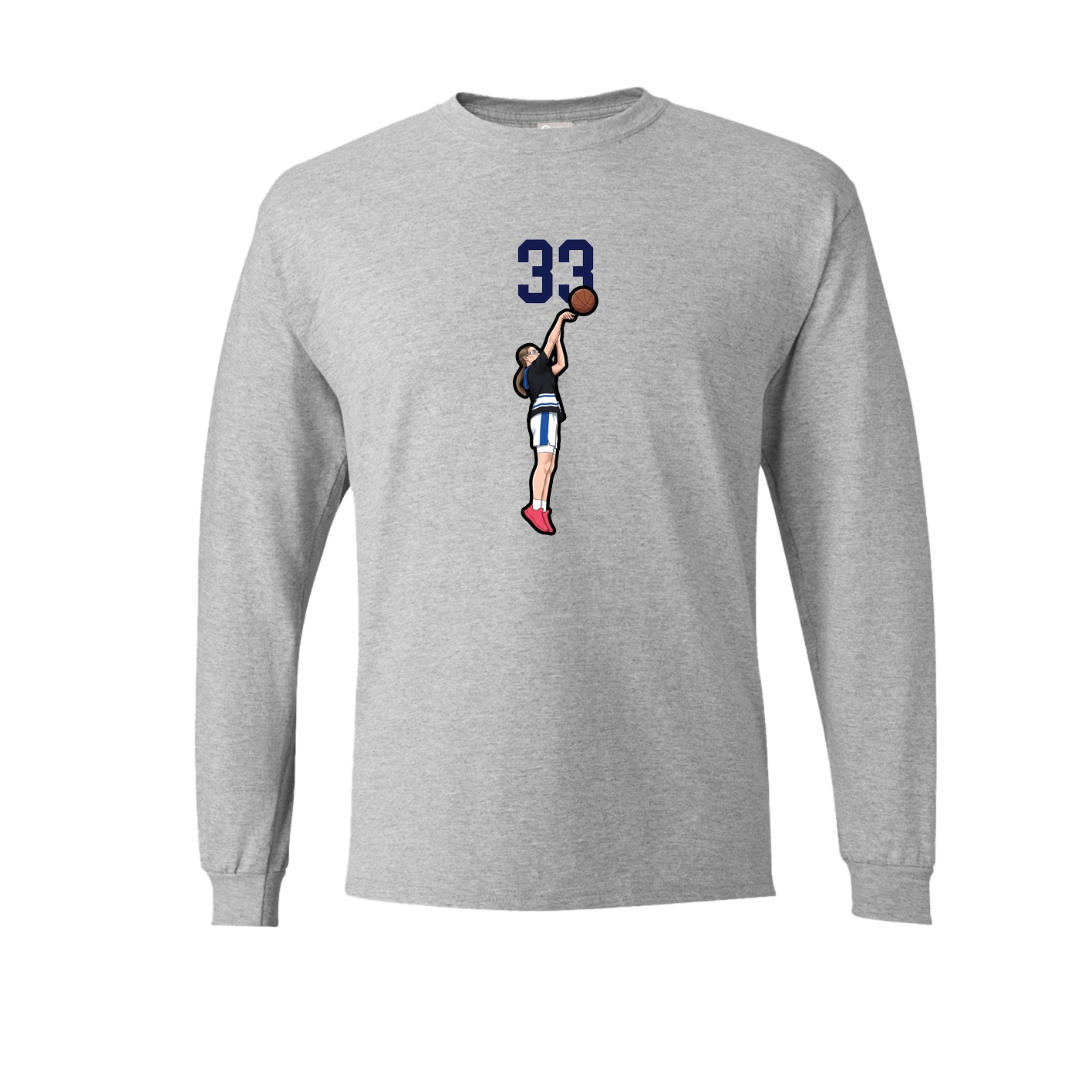 Long Sleeve Tee — Number Top in Grey