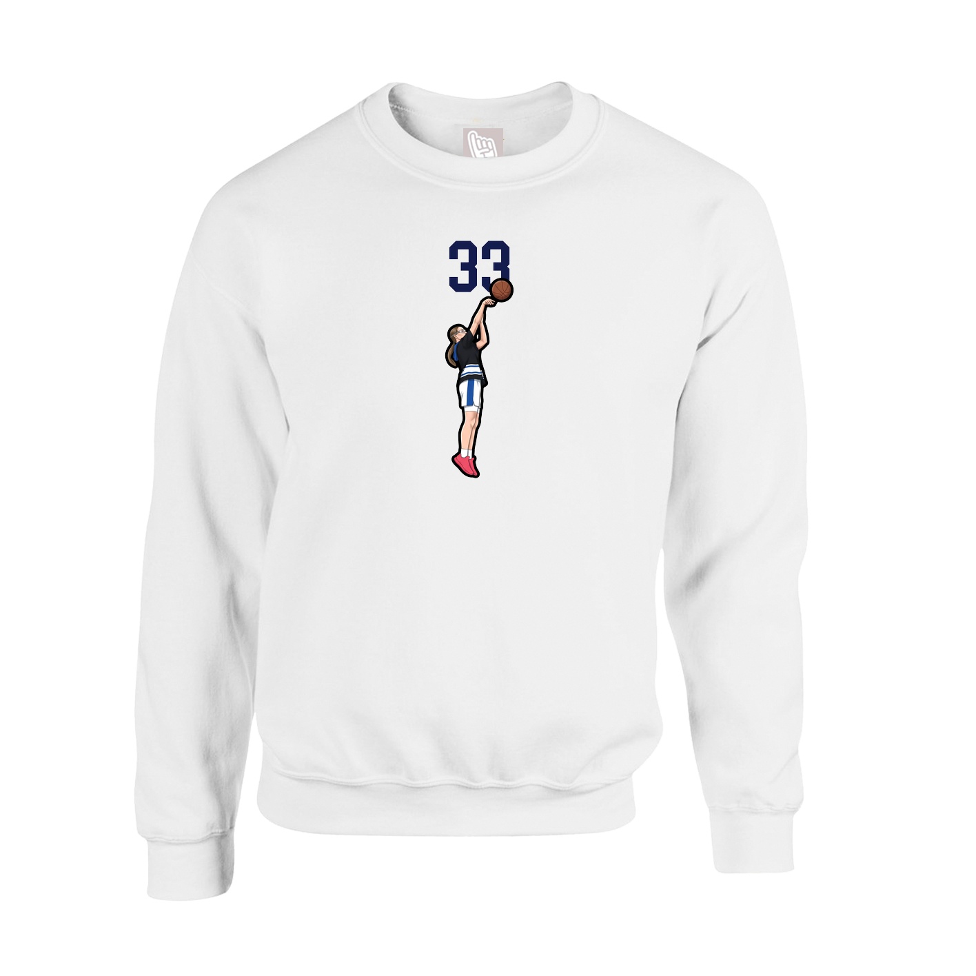 Fleece Crew — Number Top in White