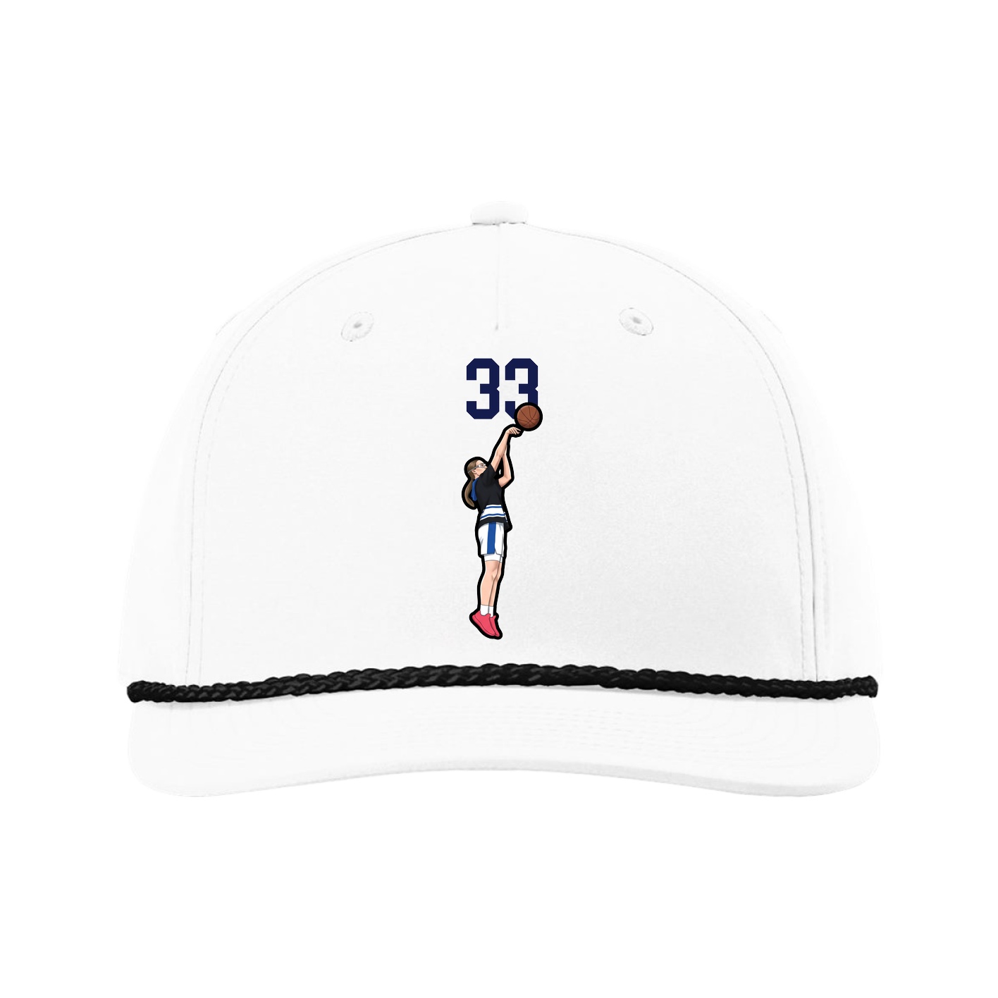 Five-Panel Classic Rope Cap — Number Top in White