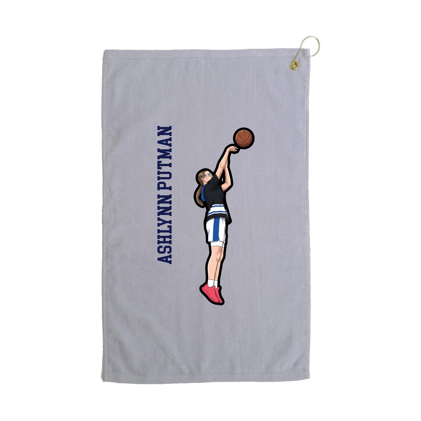 Golf Towel — Name Vertical in Grey