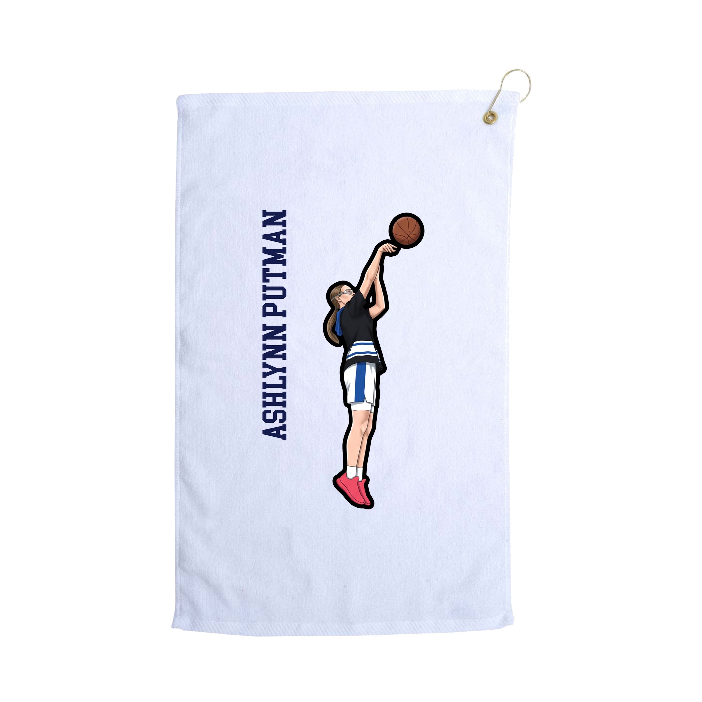 Golf Towel — Name Vertical in White