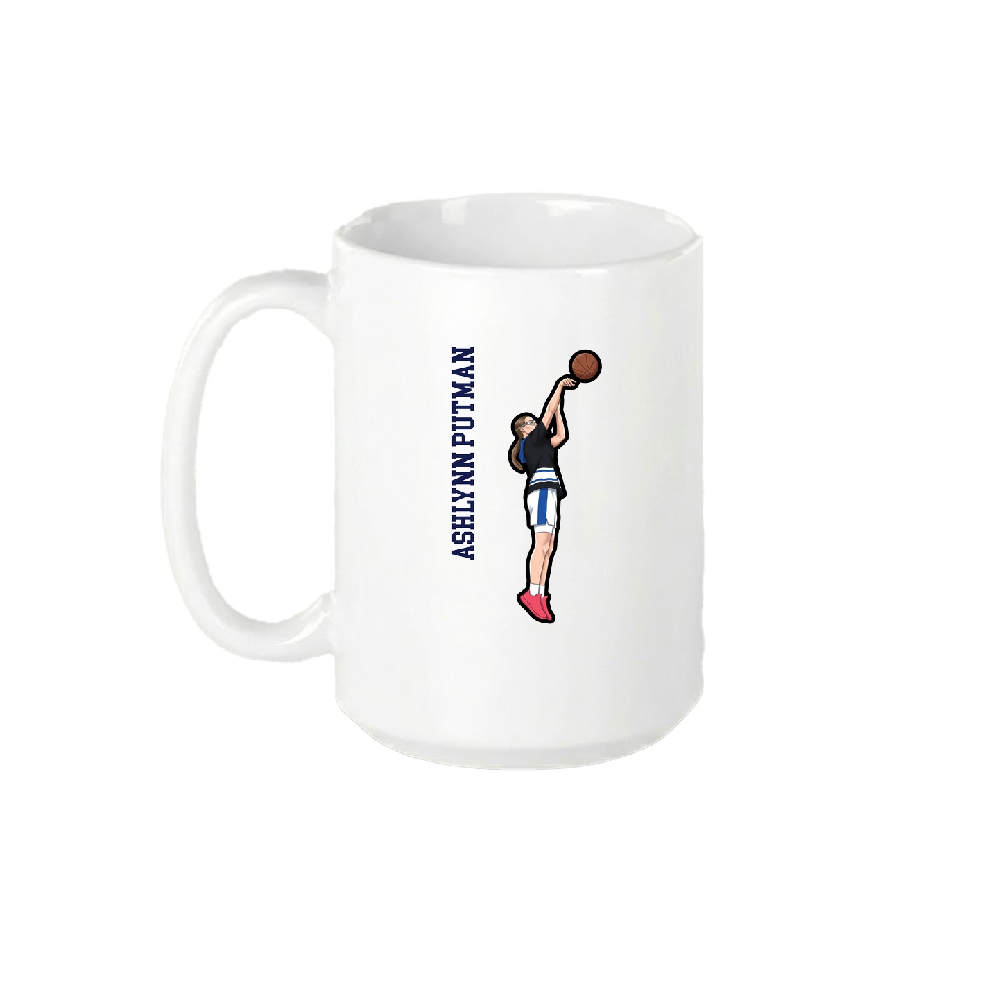 15oz Coffee Mug — Name Vertical in White