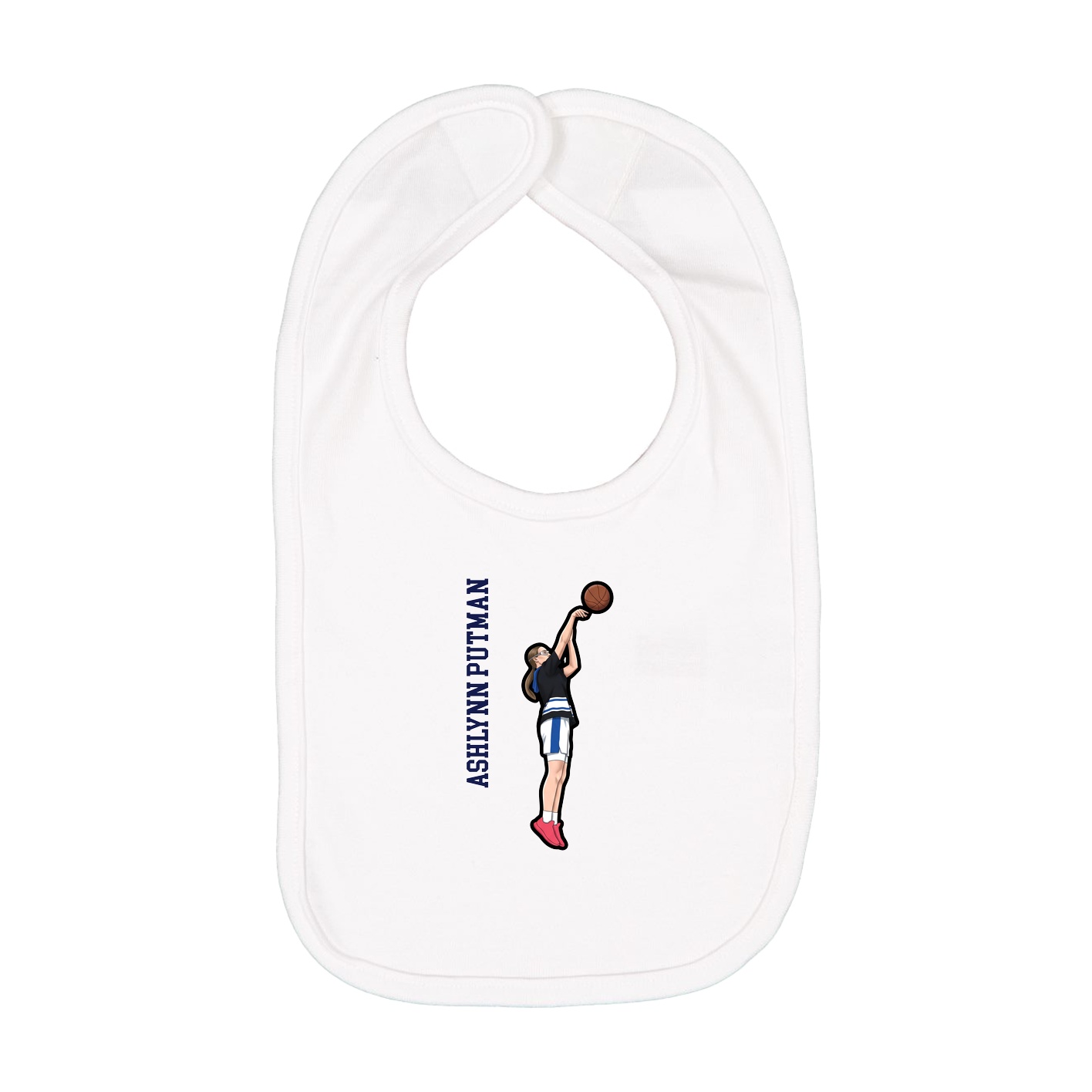 Infant Bib — Name Vertical in White