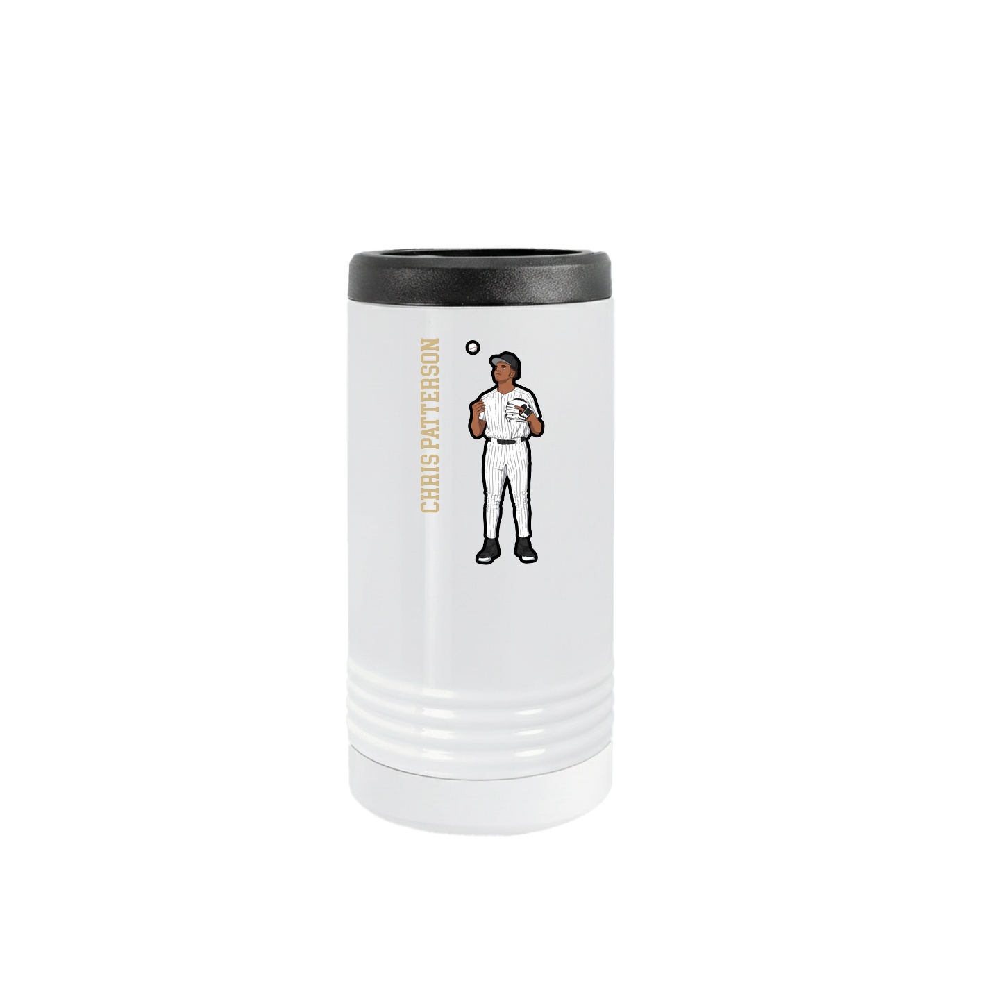 Slim Beverage Holder — Name Vertical in White