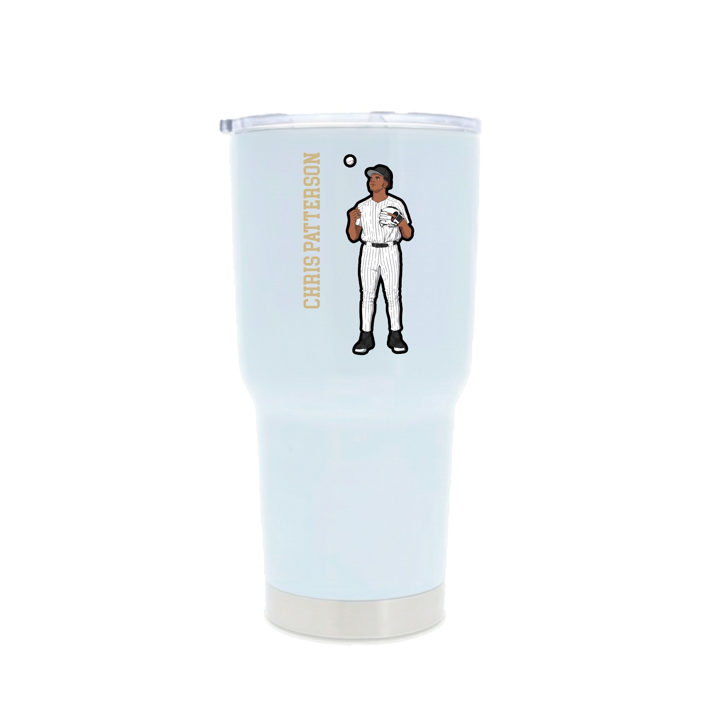 30oz Stainless Steel Tumbler — Name Vertical in White