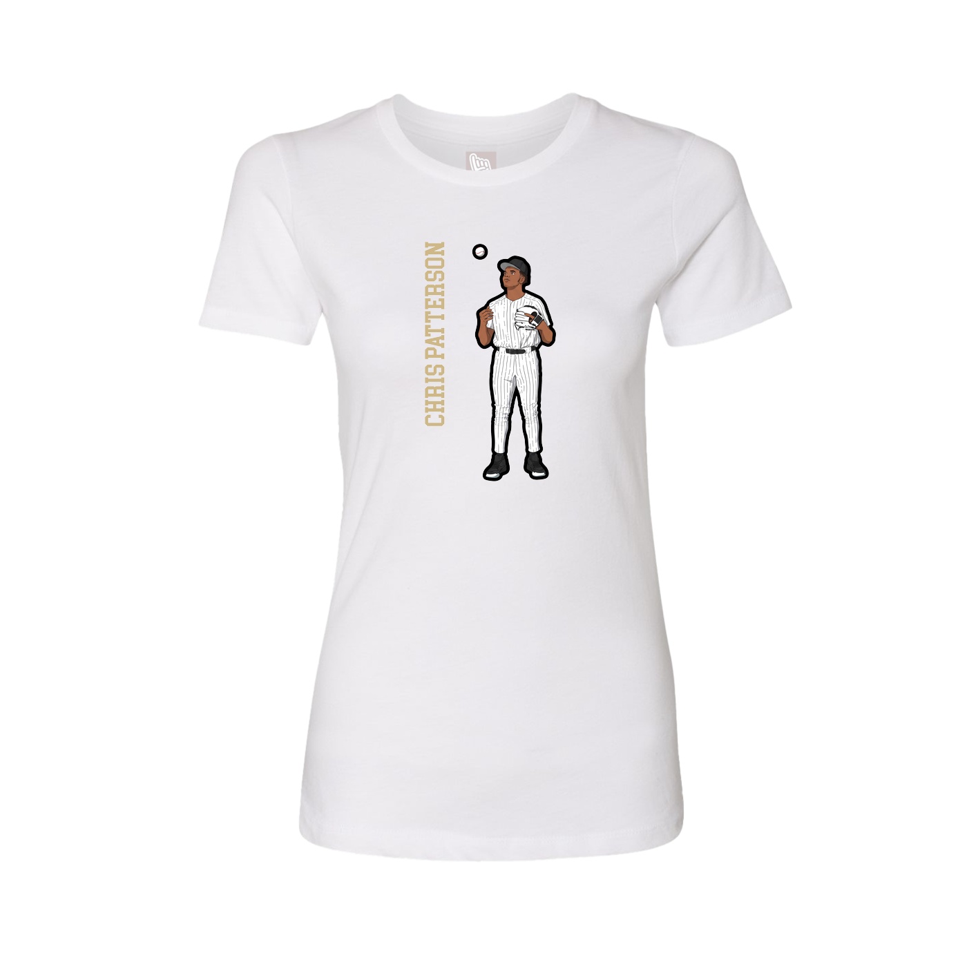 Fitted Women's Tee — Name Vertical in White