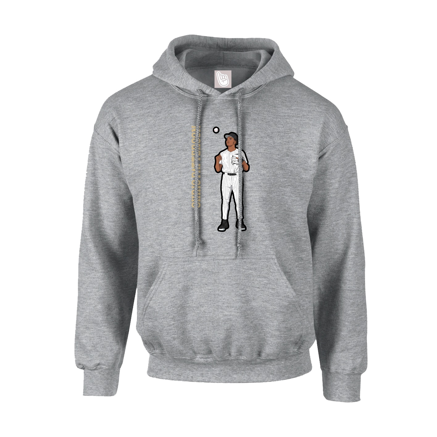 Youth Hoodie — Name Vertical in Grey