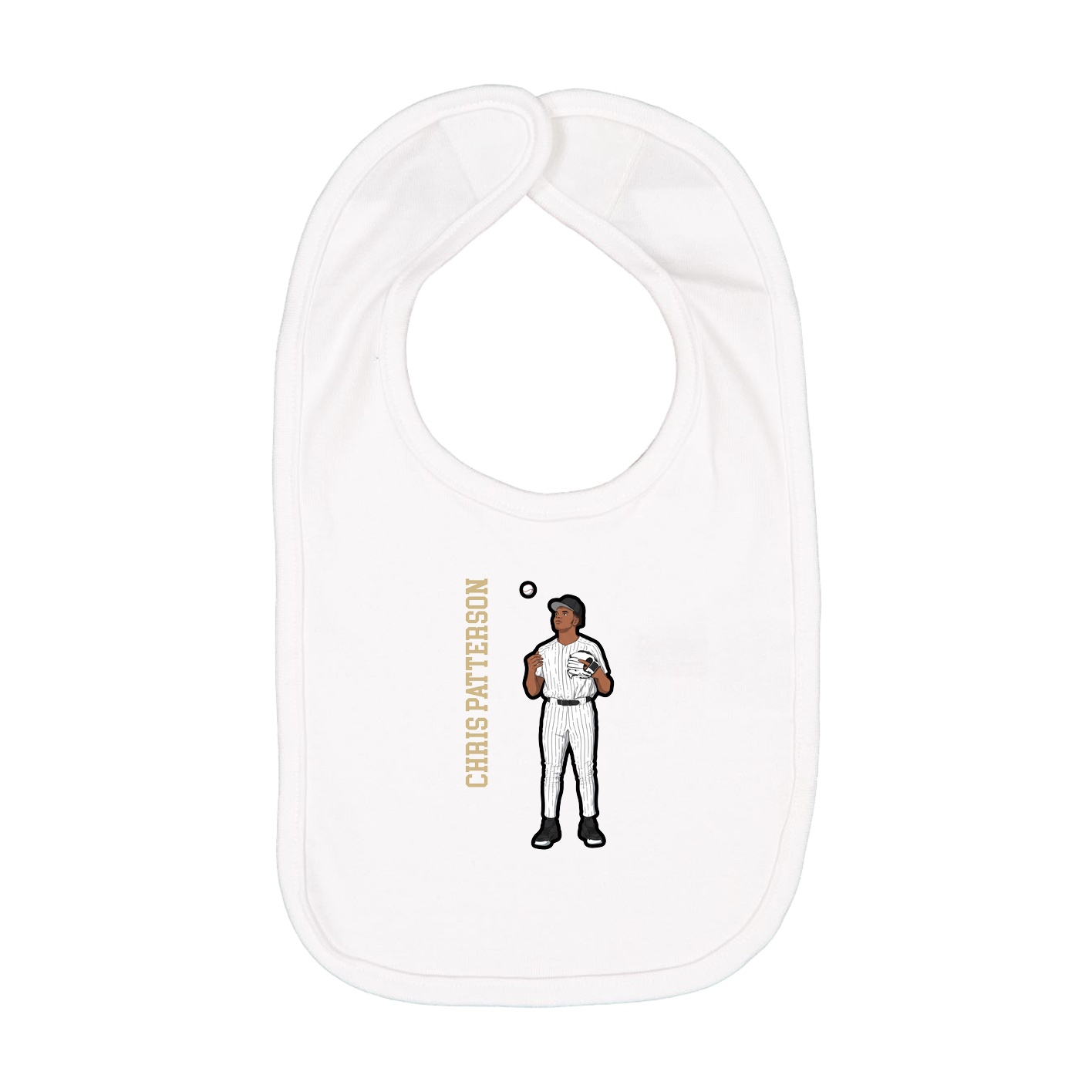 Infant Bib — Name Vertical in White