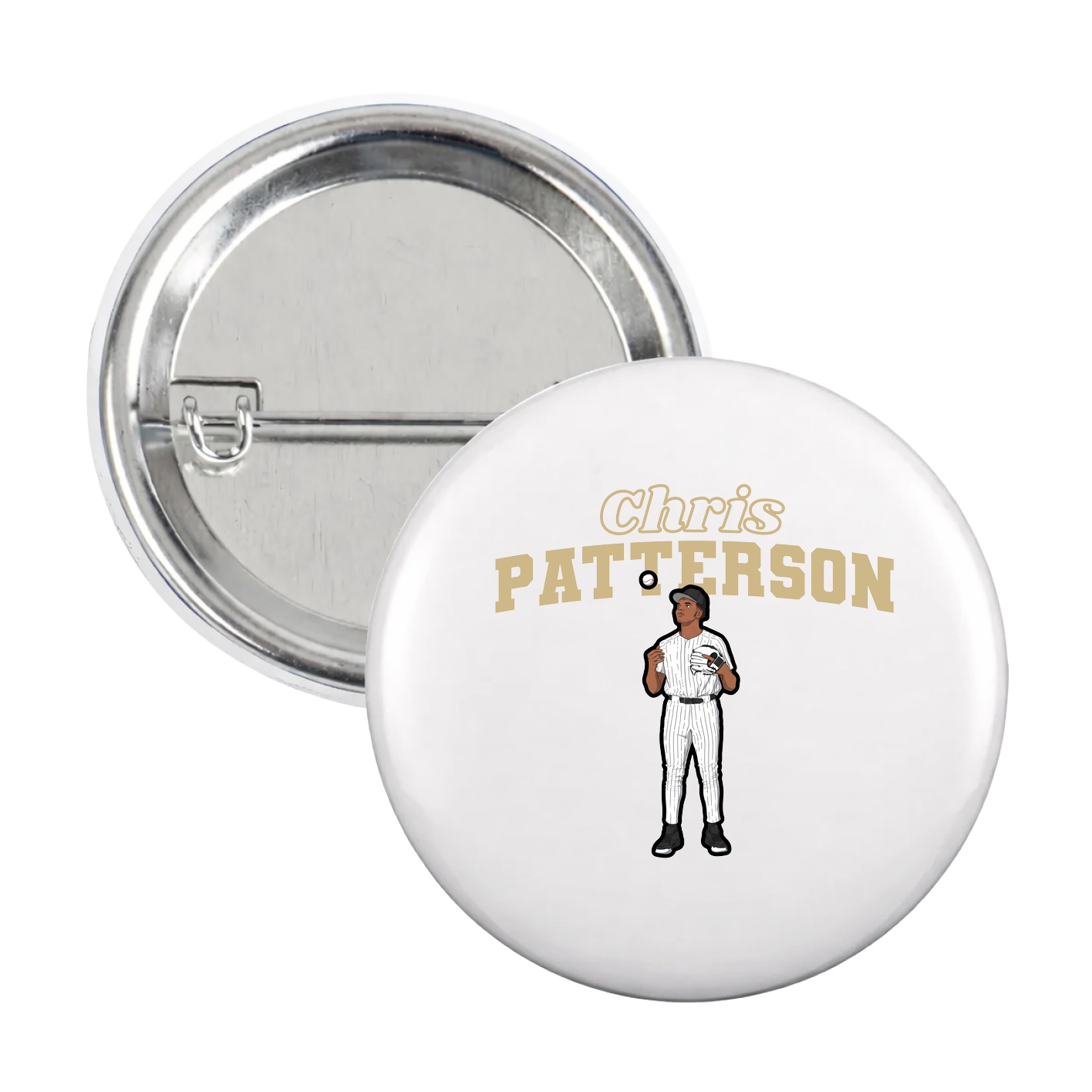 Game Day Button — Name Arch in White