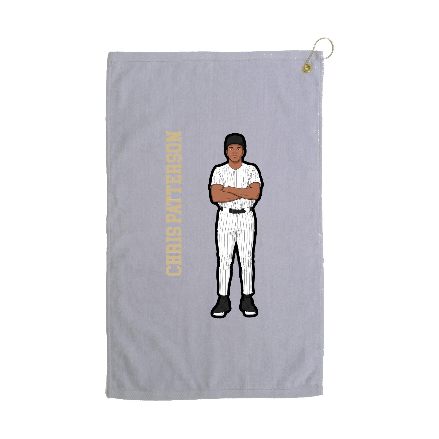 Golf Towel — Name Vertical in Grey