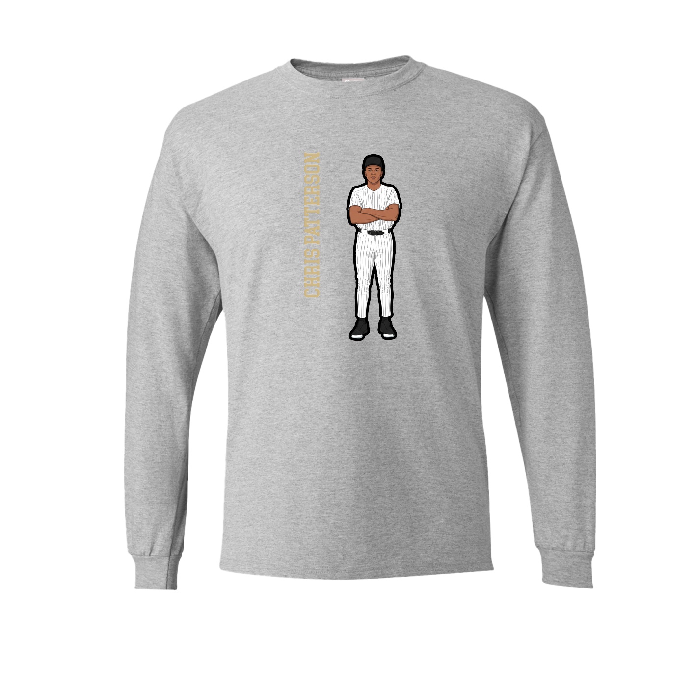 Long Sleeve Tee — Name Vertical in Grey