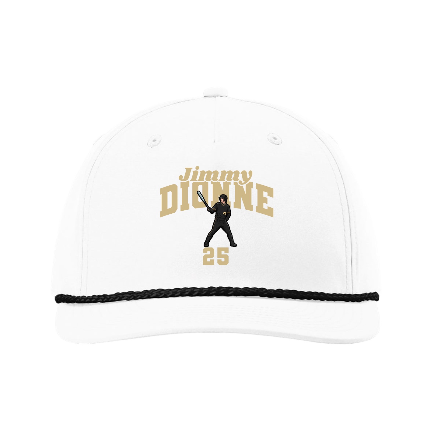 Five-Panel Classic Rope Cap — Signature Arch in White