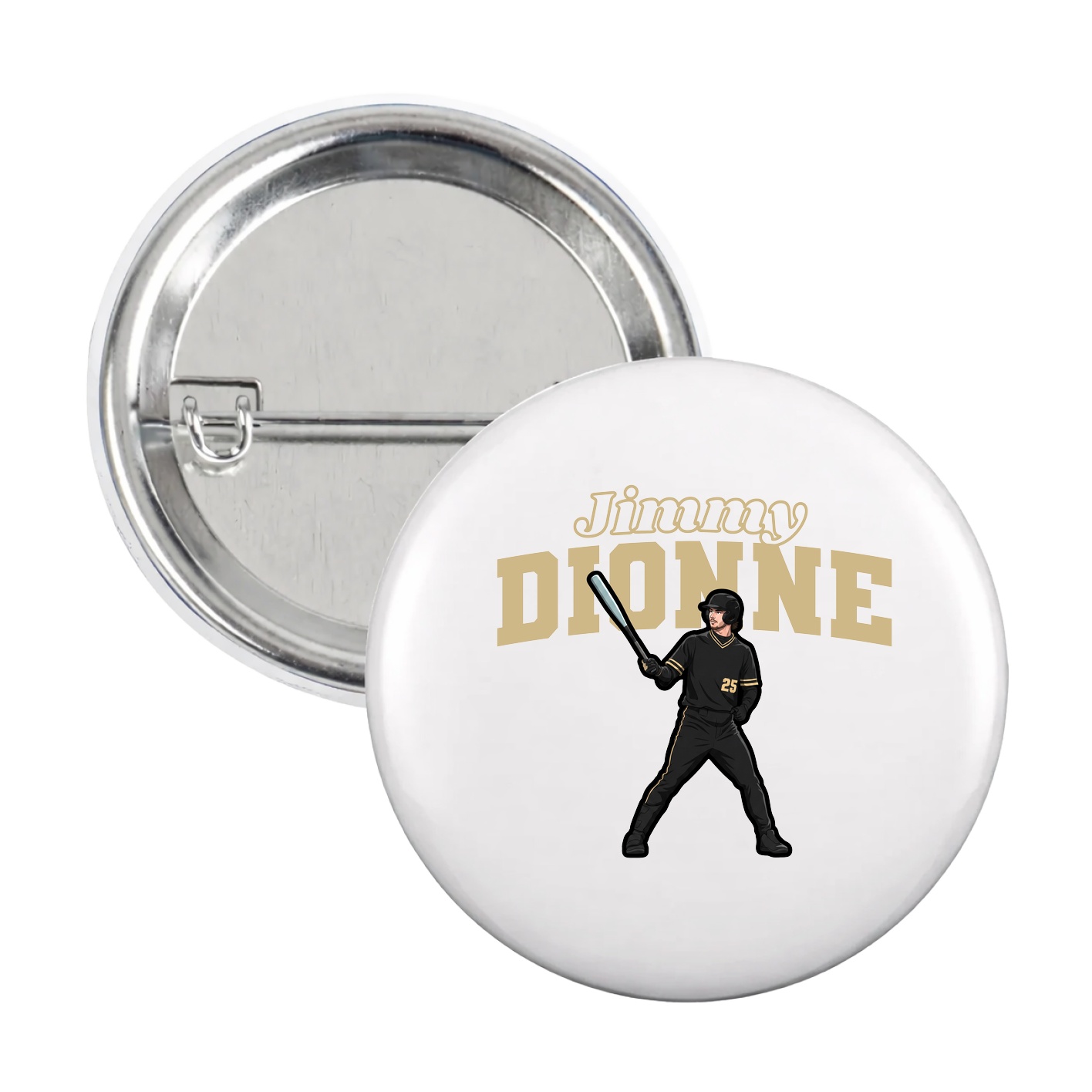 Game Day Button — Name Arch in White