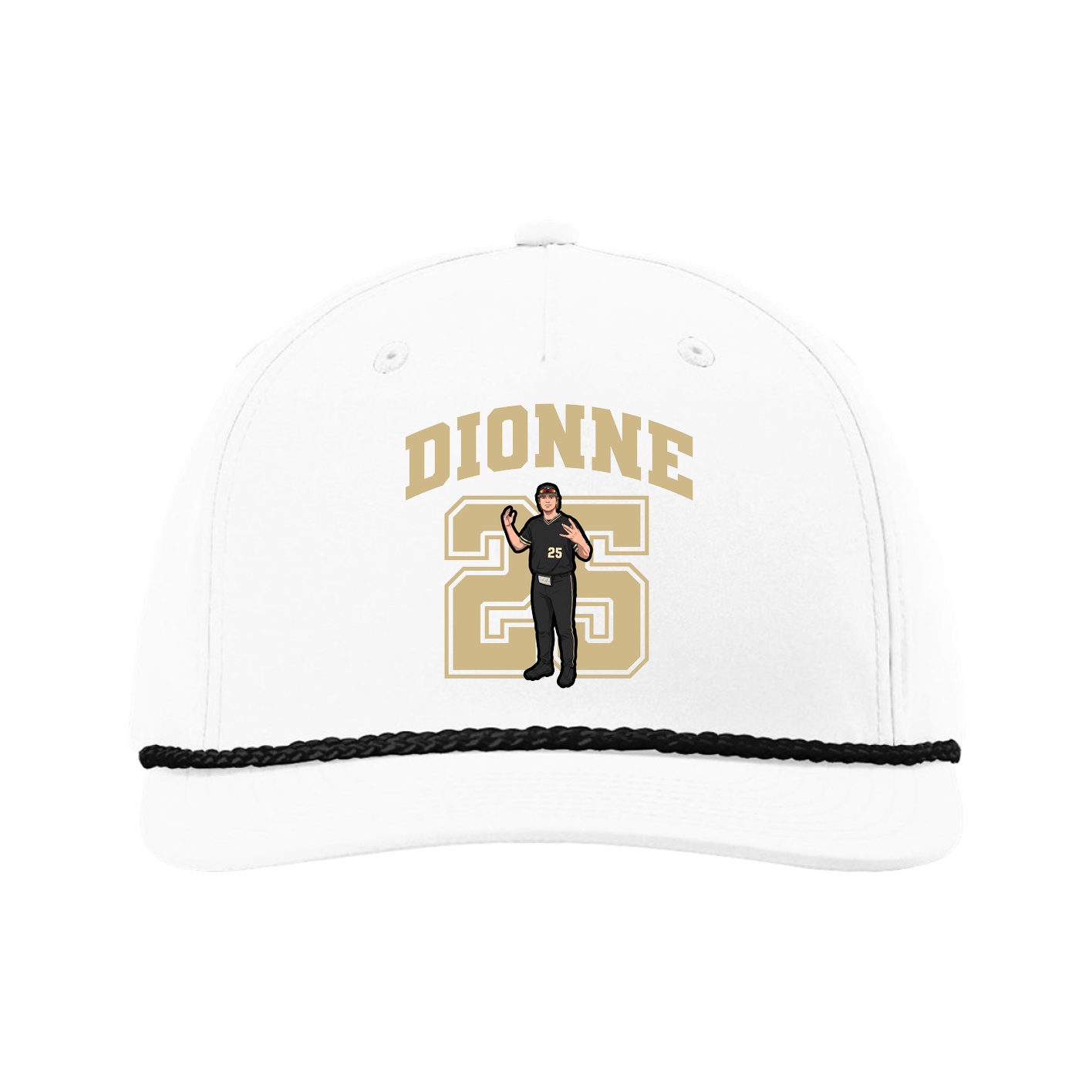Five-Panel Classic Rope Cap — Number in White