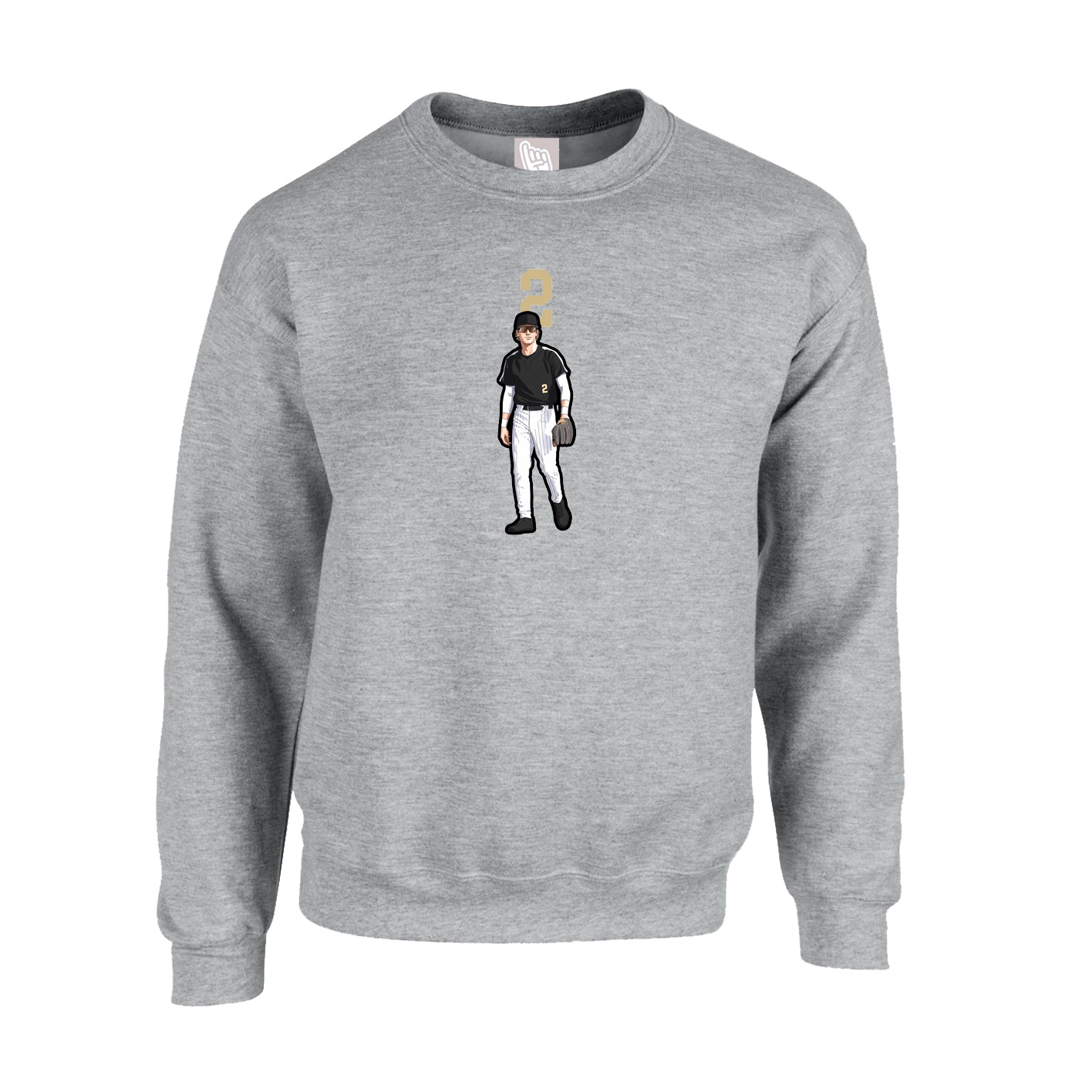 Fleece Crew — Number Top in Grey