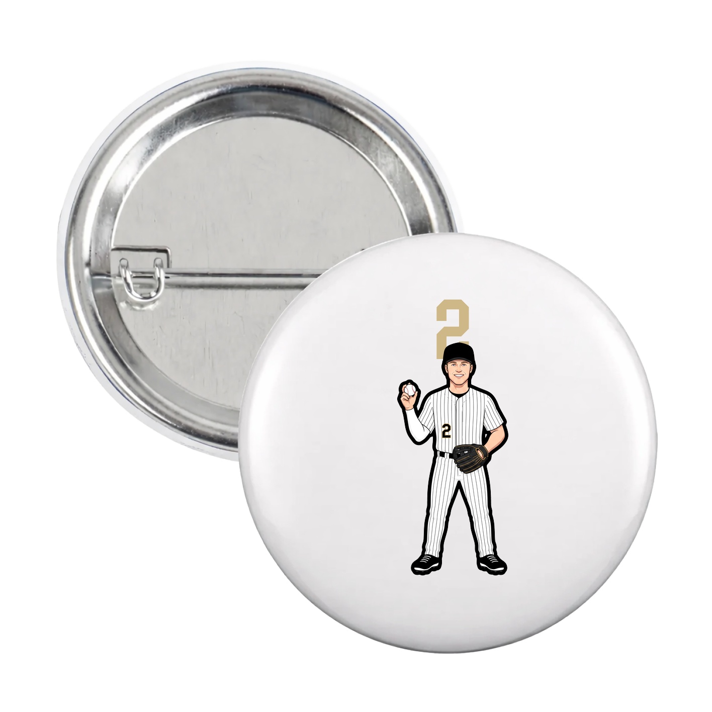 Game Day Button — Number Top in White