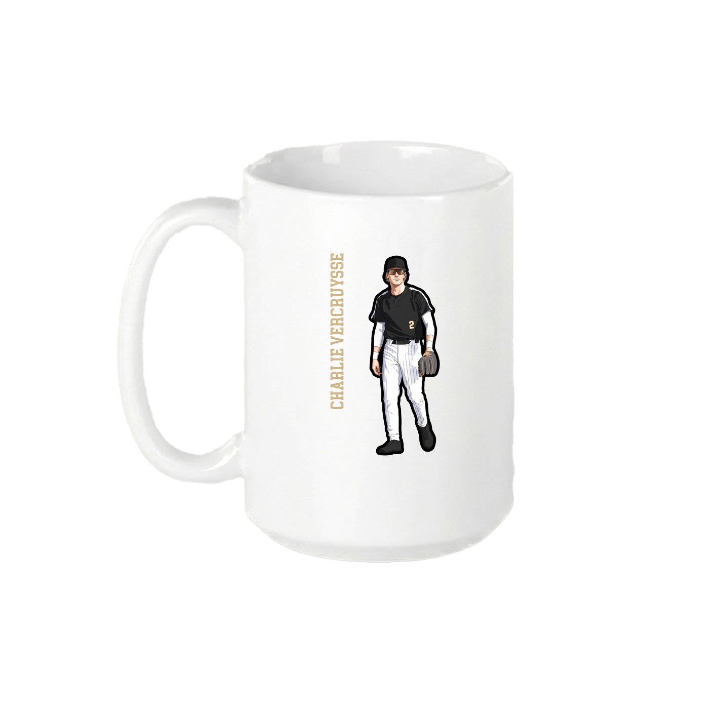 15oz Coffee Mug — Name Vertical in White