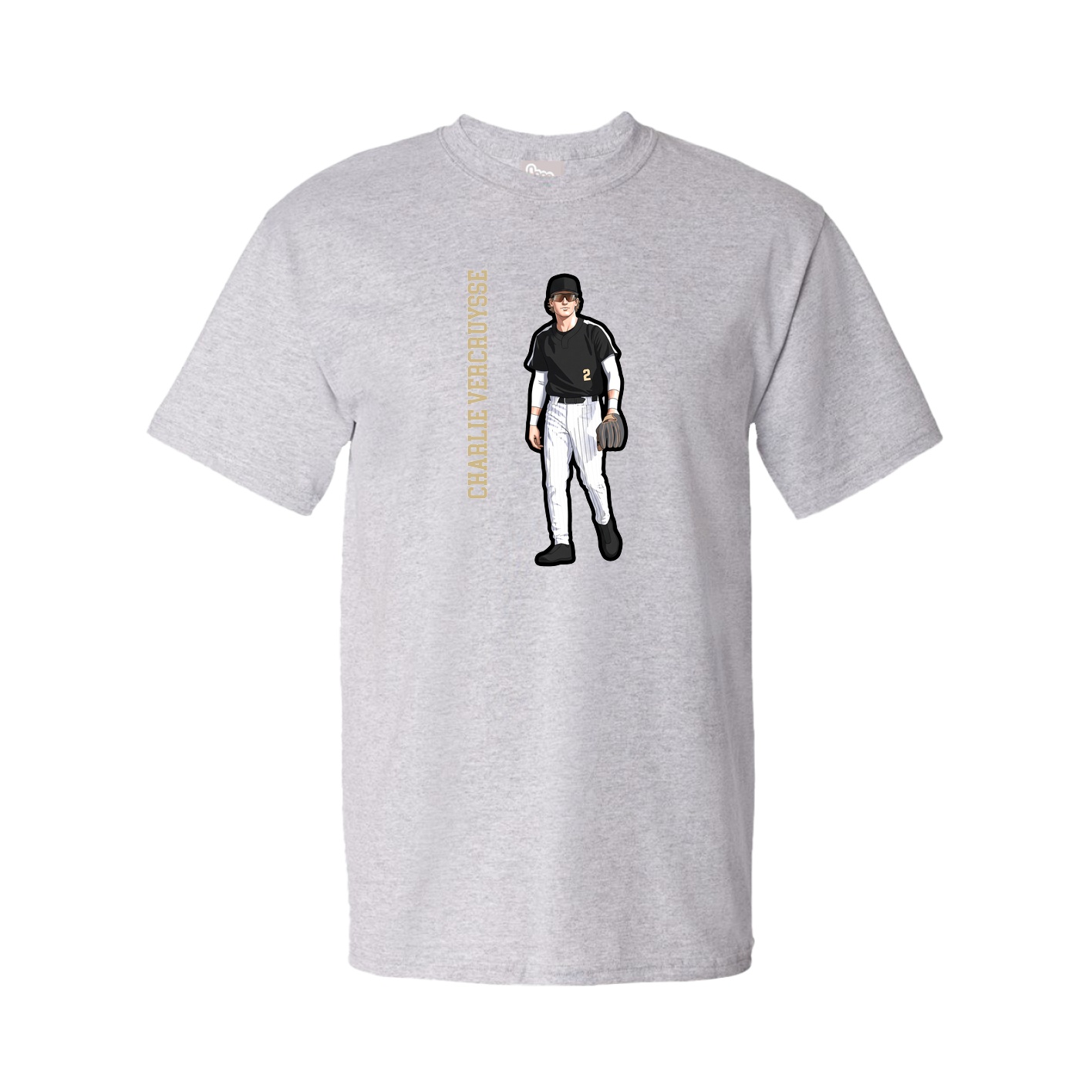 Tee — Name Vertical in Grey