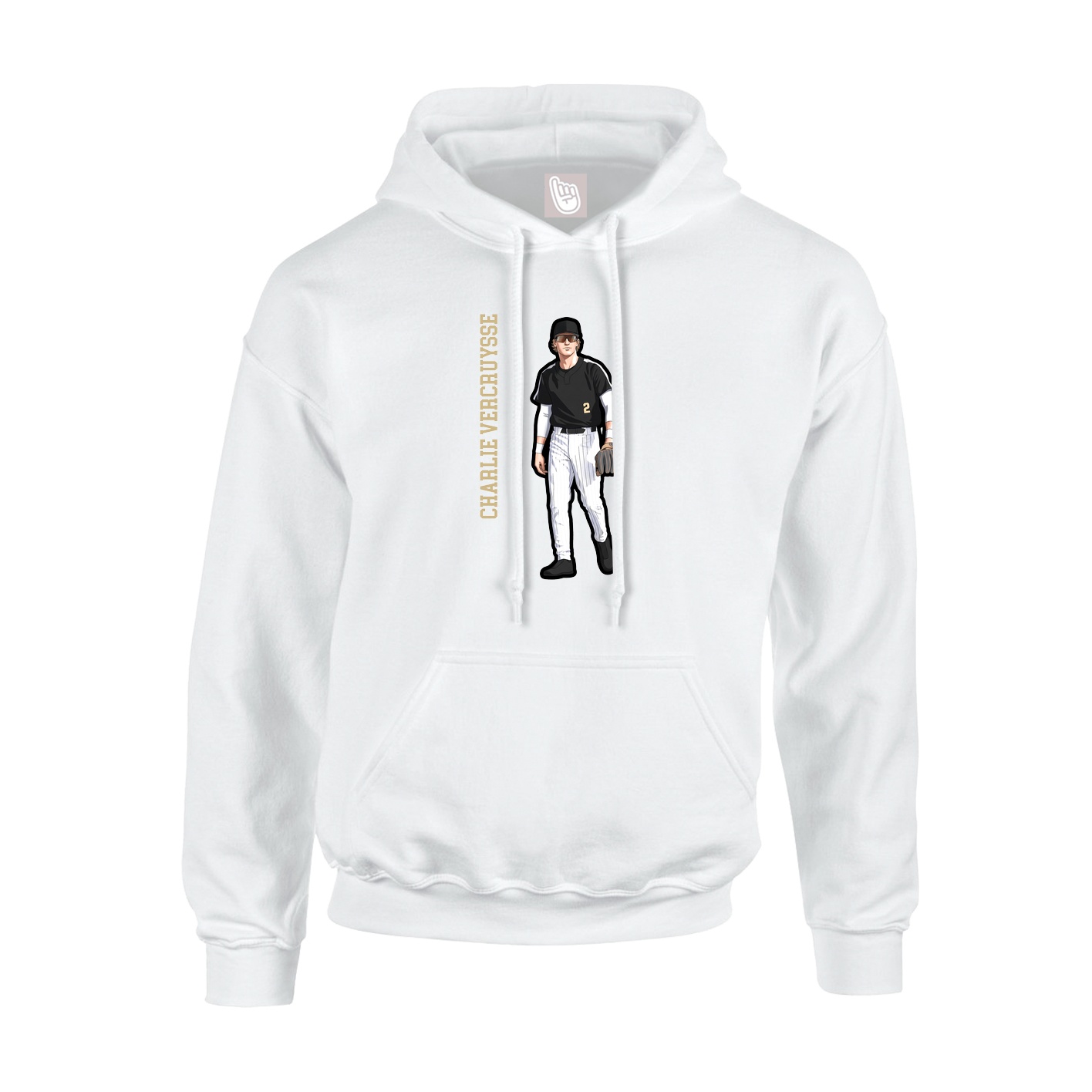 Youth Hoodie — Name Vertical in White