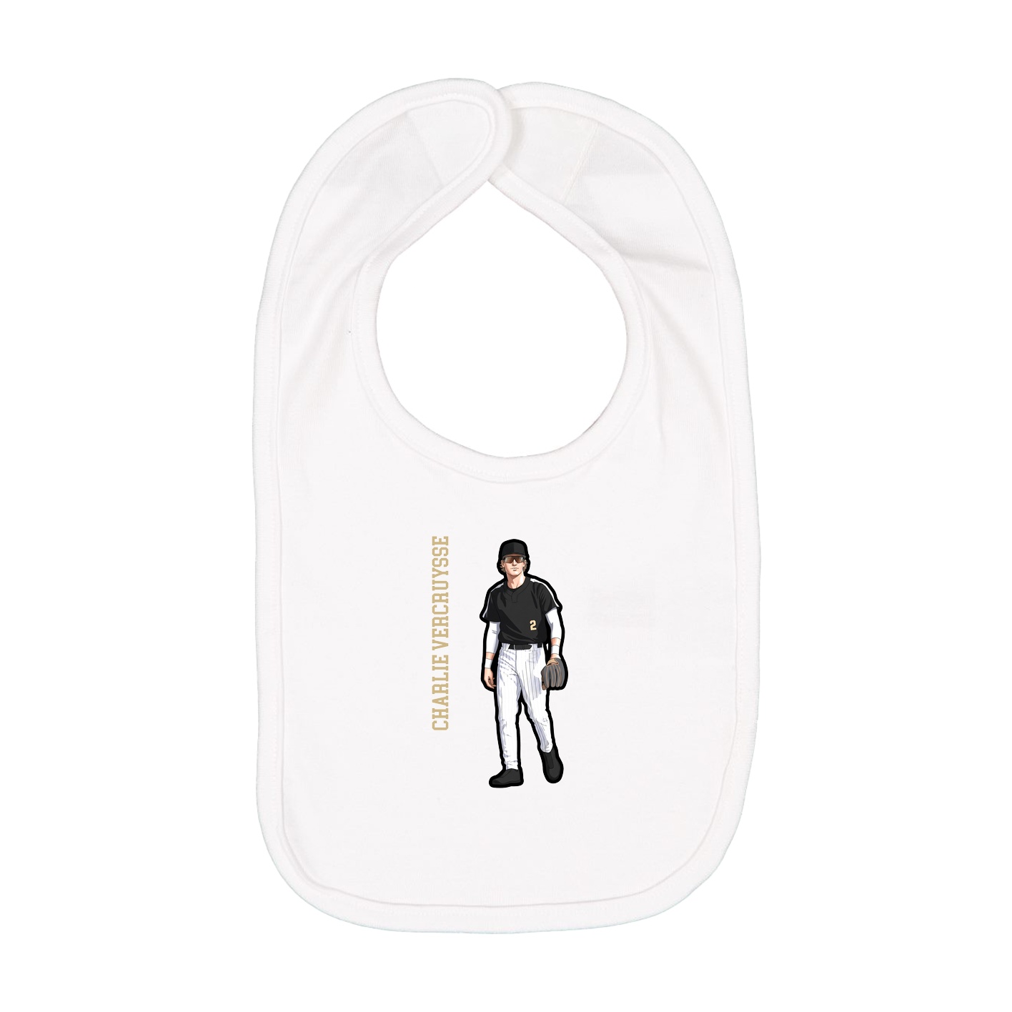 Infant Bib — Name Vertical in White