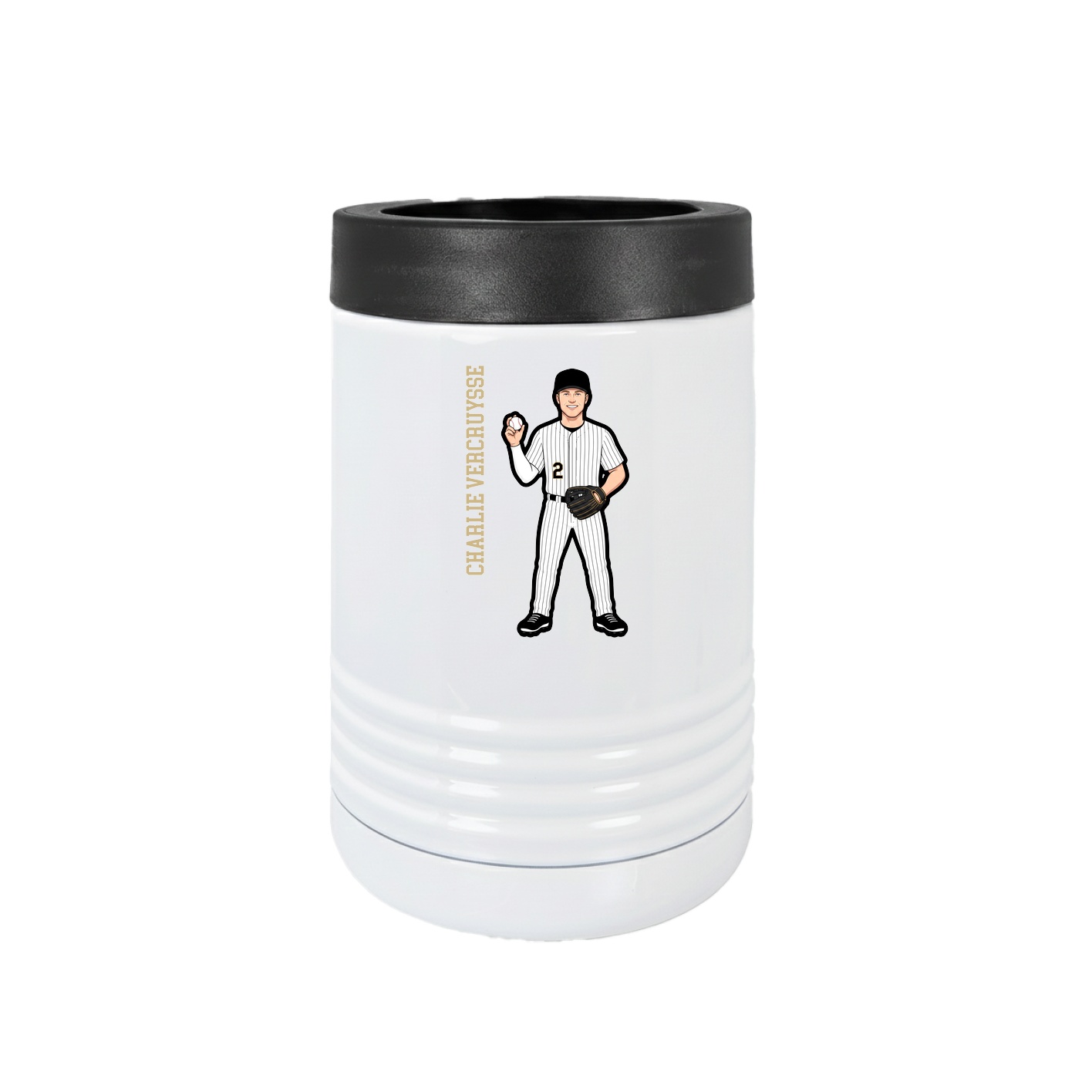 Beverage Holder — Name Vertical in White