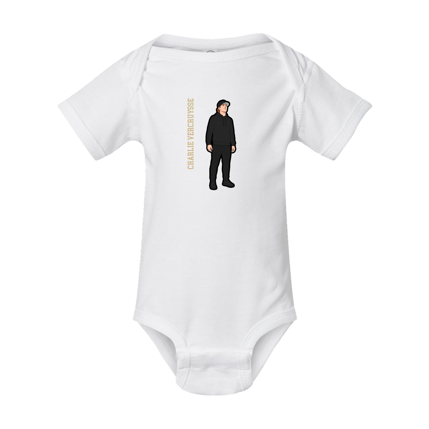 Baby Onesie — Name Vertical in White