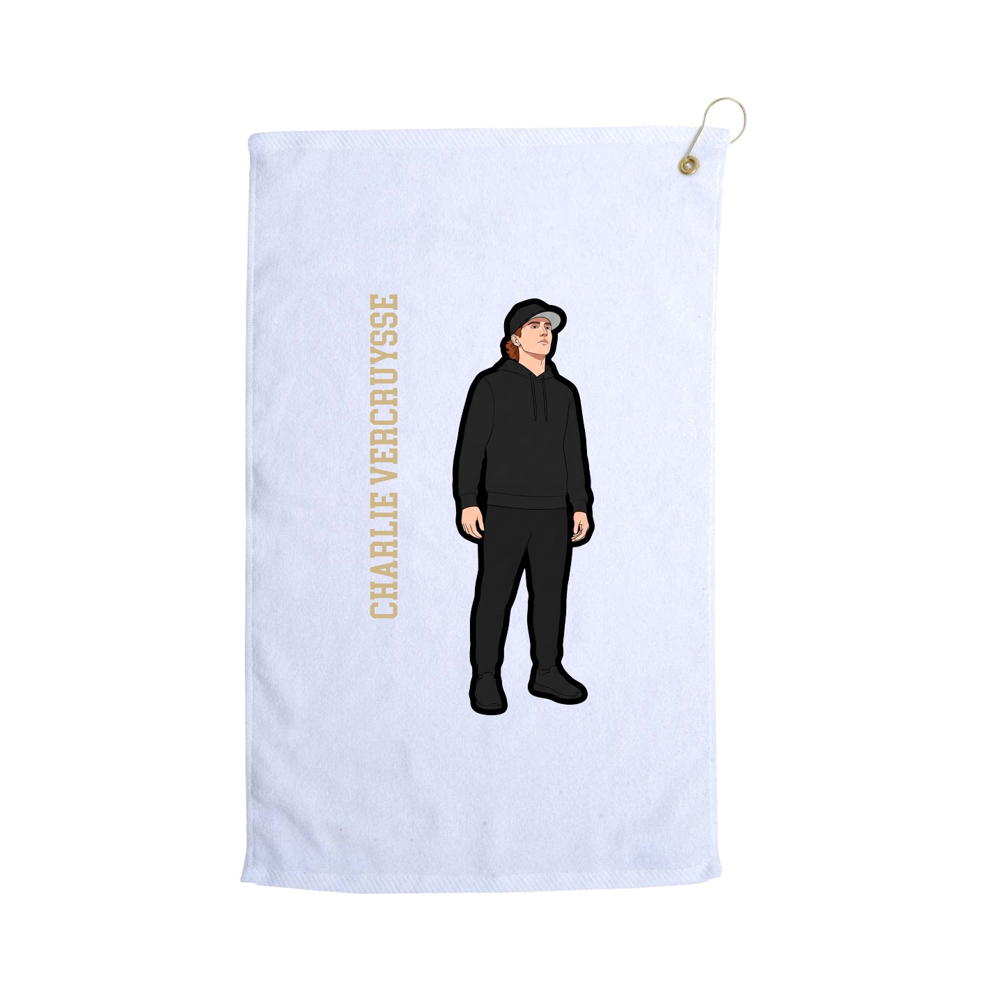 Golf Towel — Name Vertical in White