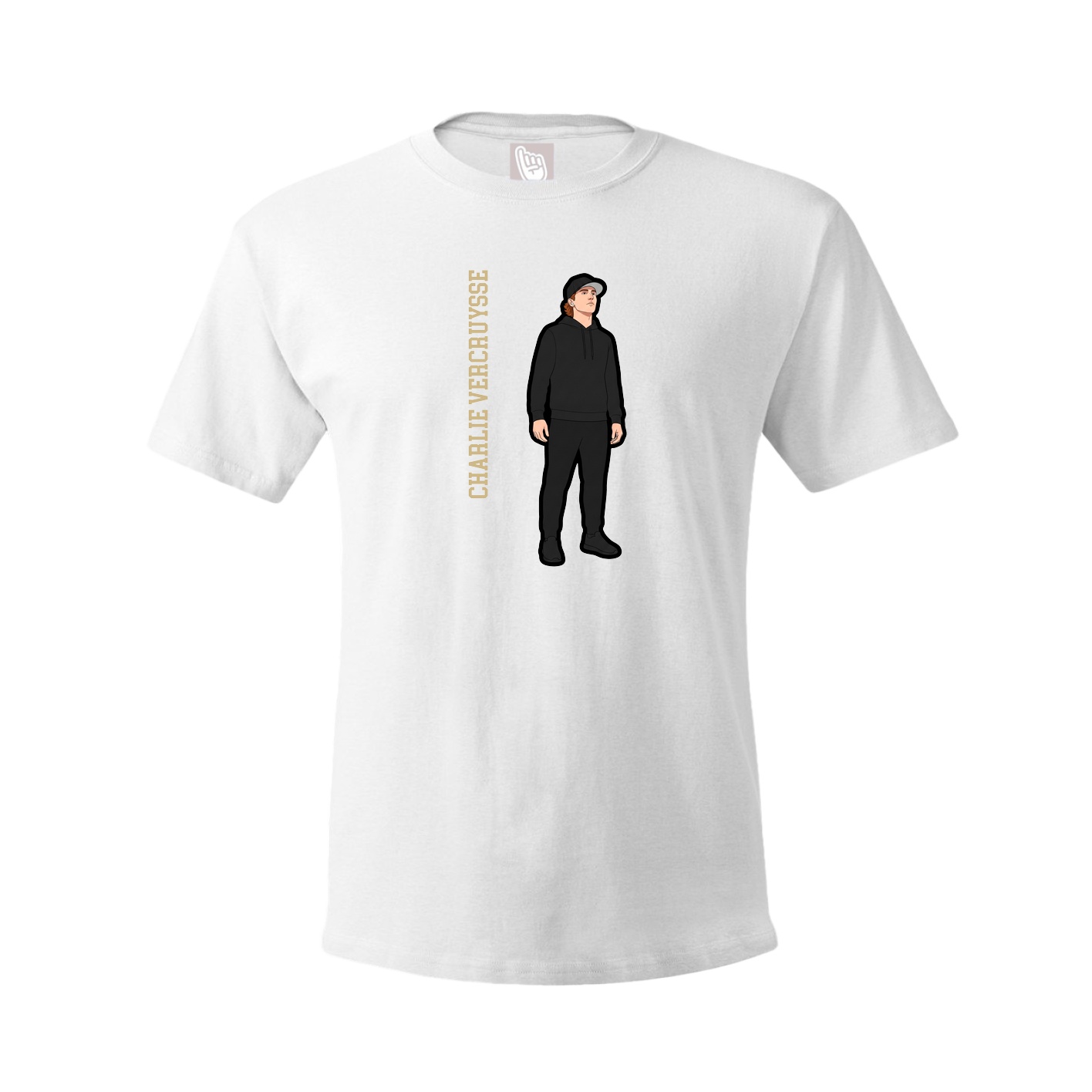 Tee — Name Vertical in White