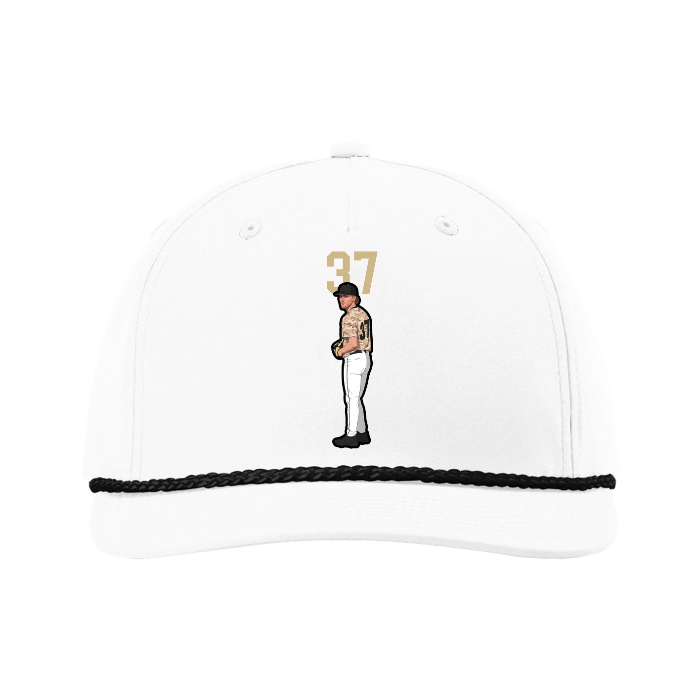 Five-Panel Classic Rope Cap — Number Top in White