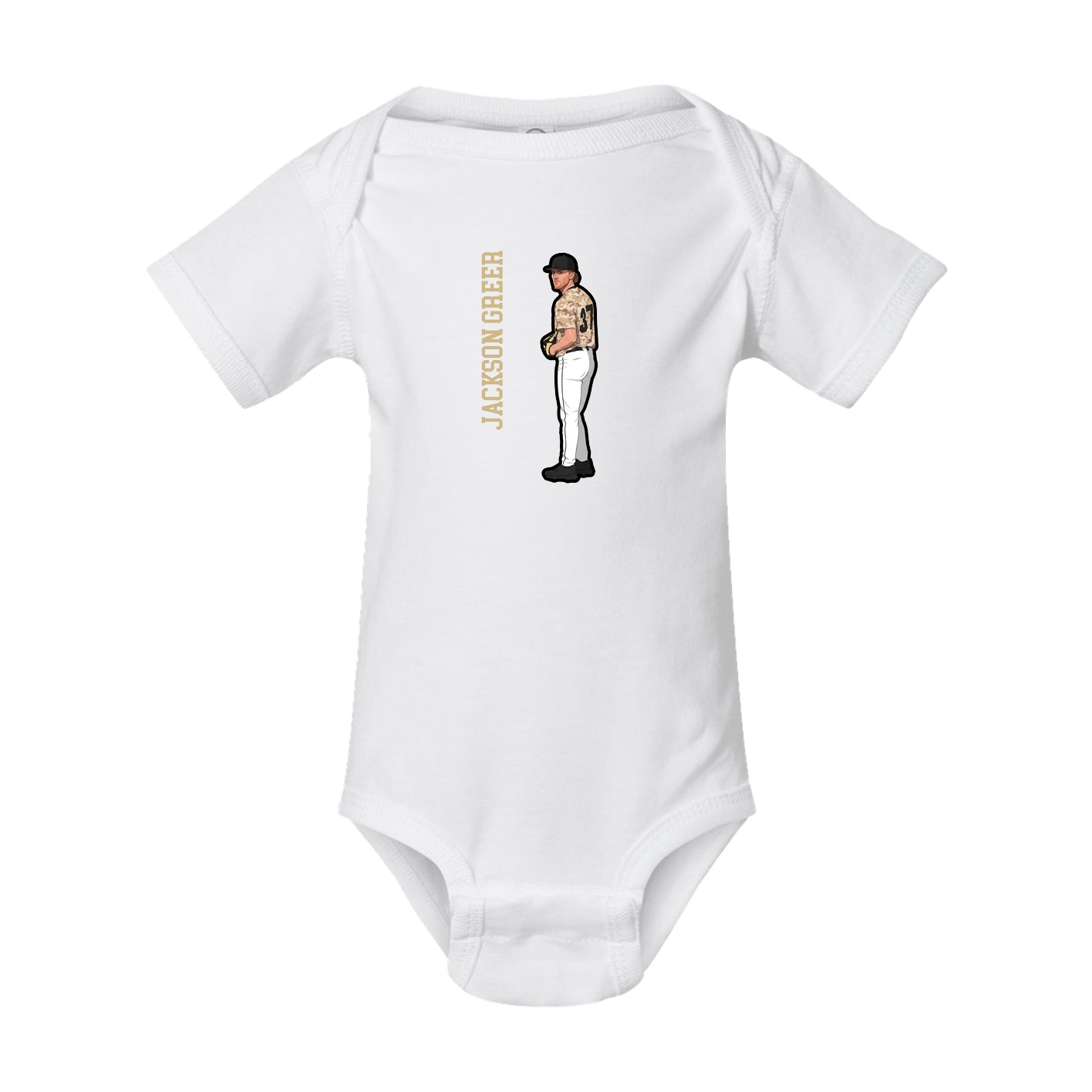 Baby Onesie — Name Vertical in White