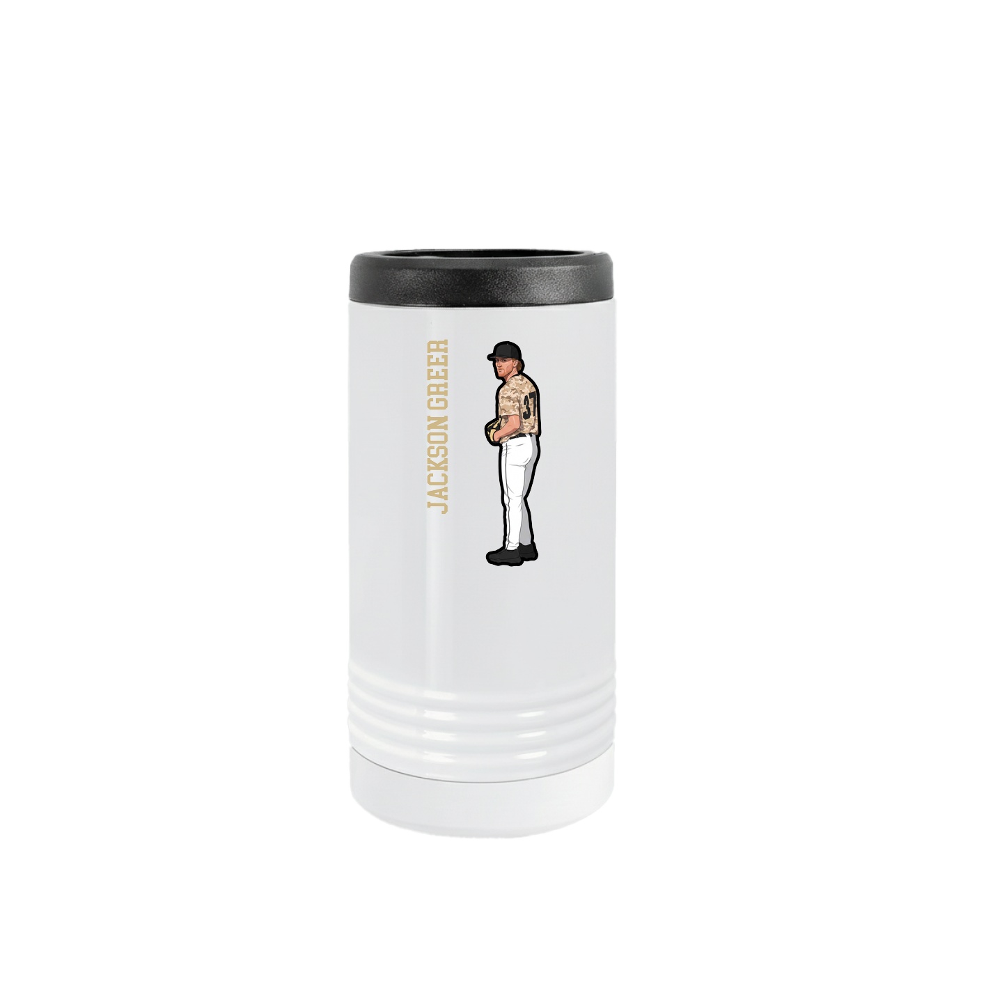 Slim Beverage Holder — Name Vertical in White