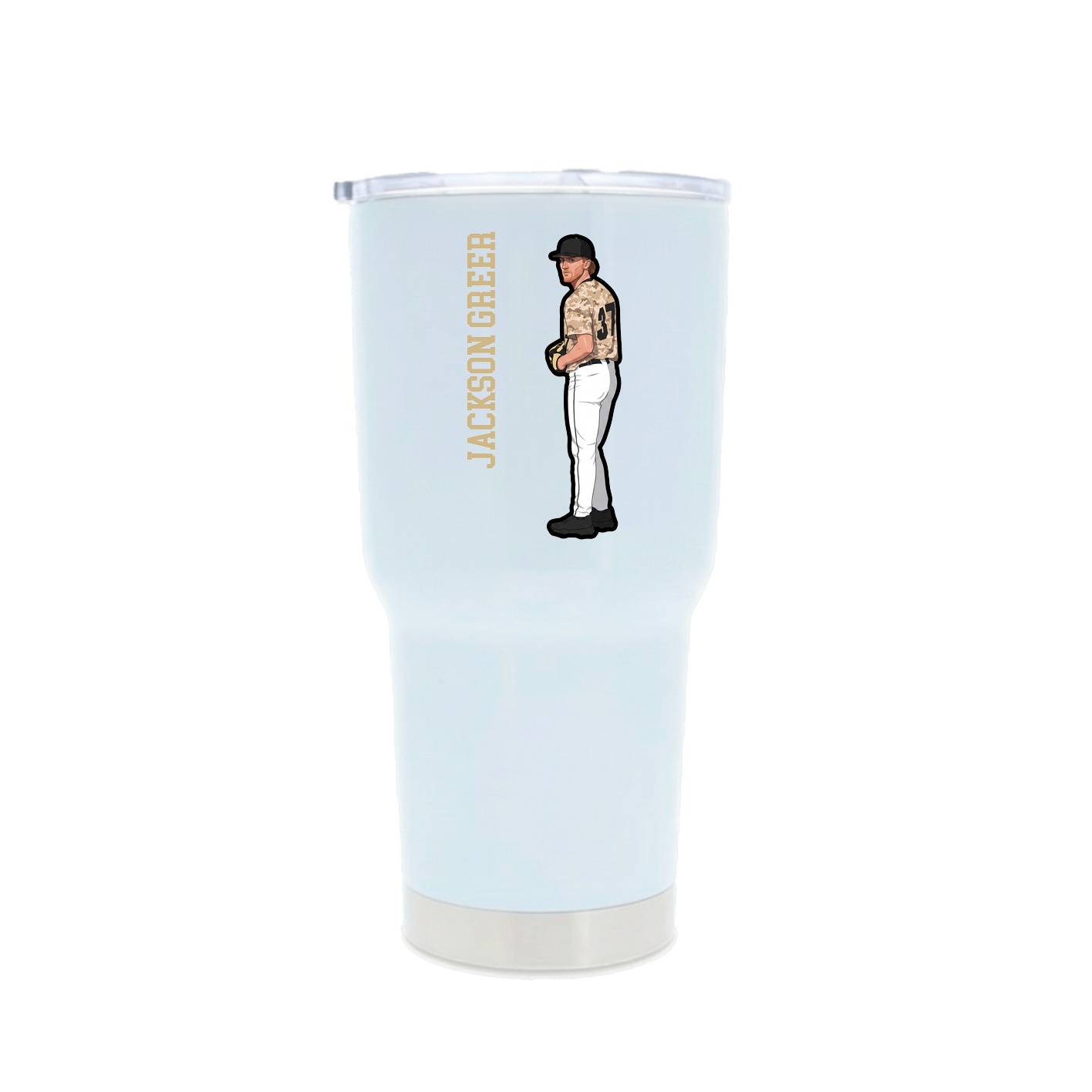 30oz Stainless Steel Tumbler — Name Vertical in White