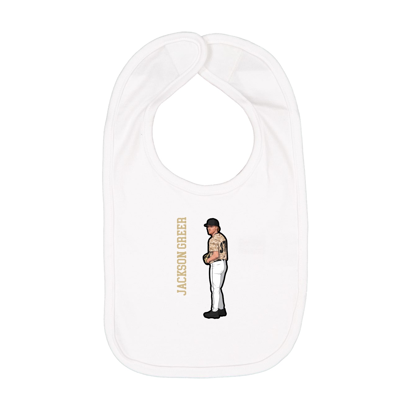 Infant Bib — Name Vertical in White
