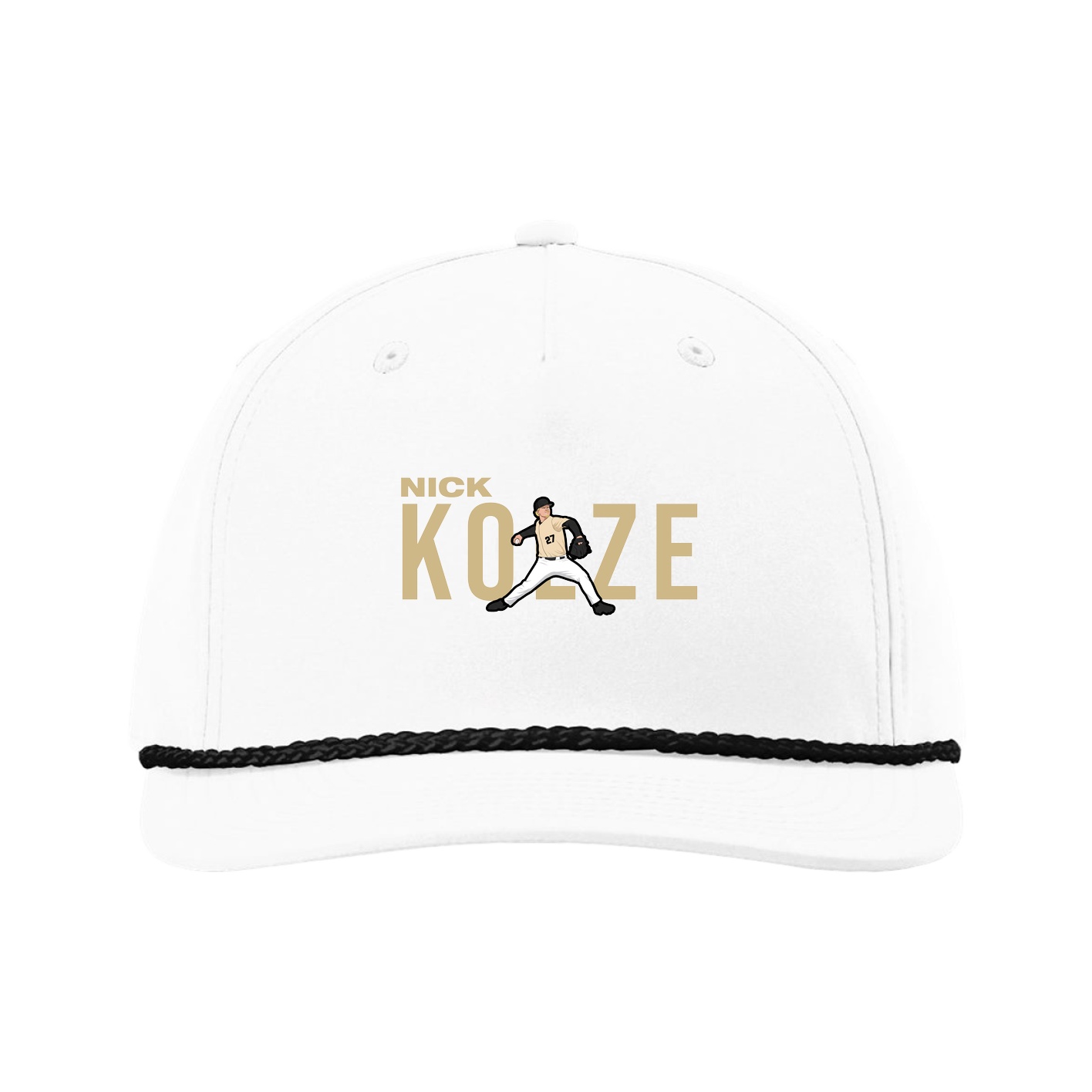 Five-Panel Classic Rope Cap — Player Name in White