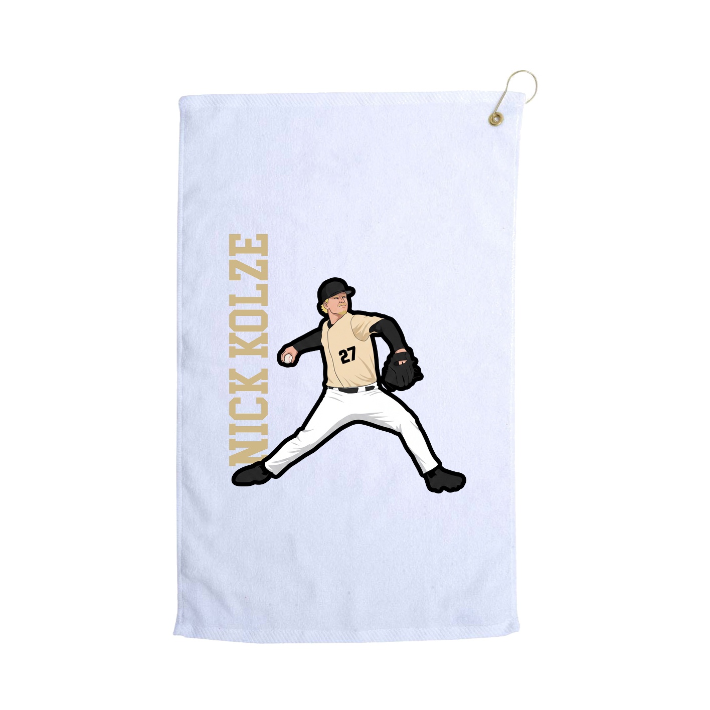 Golf Towel — Name Vertical in White