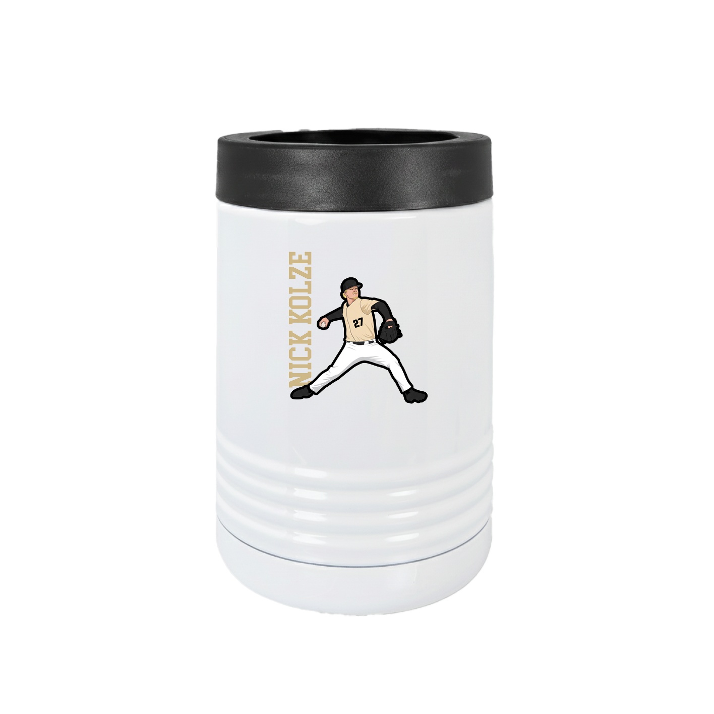 Beverage Holder — Name Vertical in White