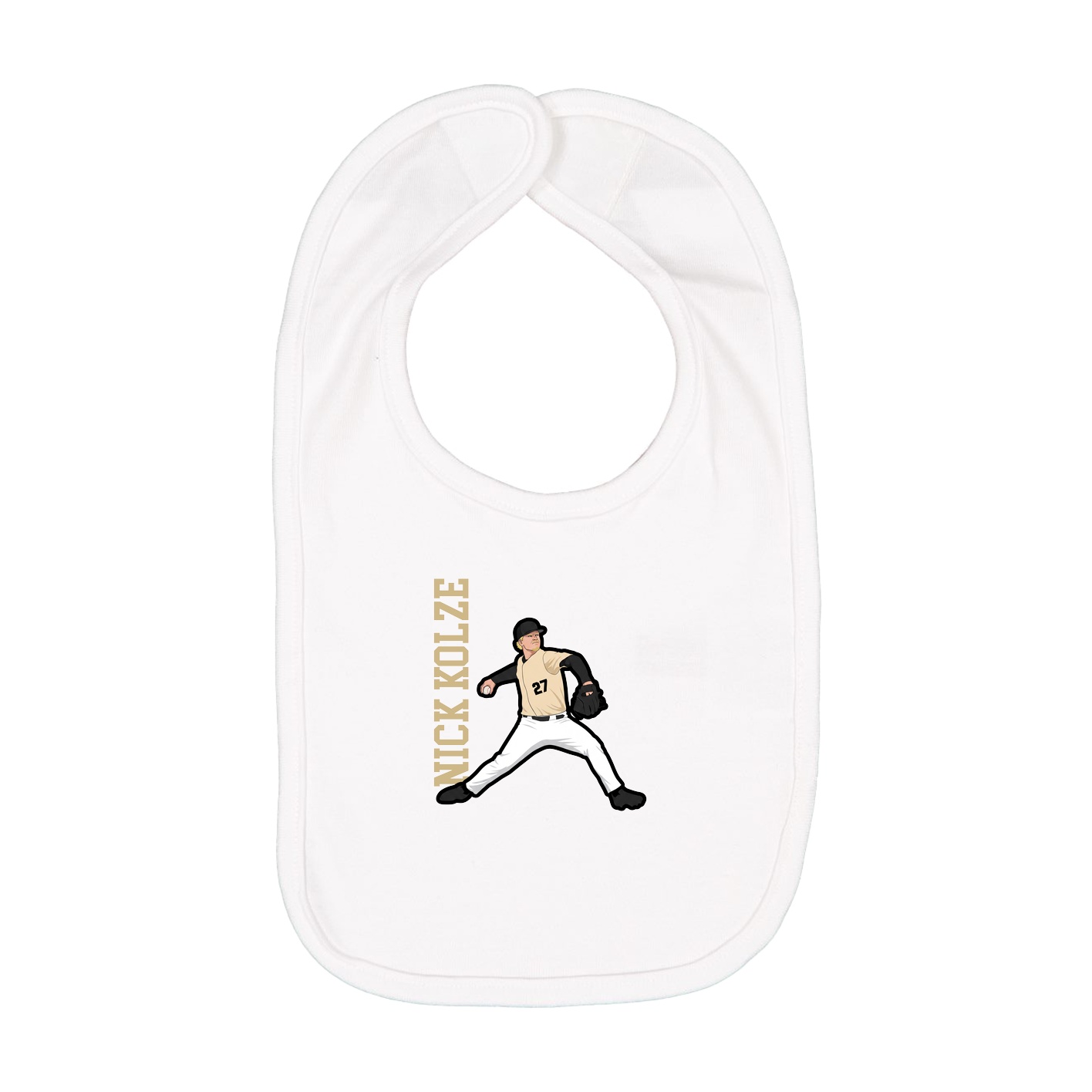 Infant Bib — Name Vertical in White