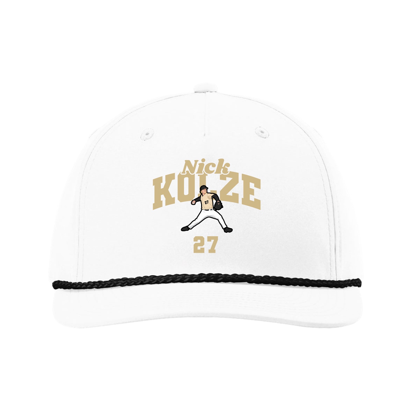 Five-Panel Classic Rope Cap — Signature Arch in White