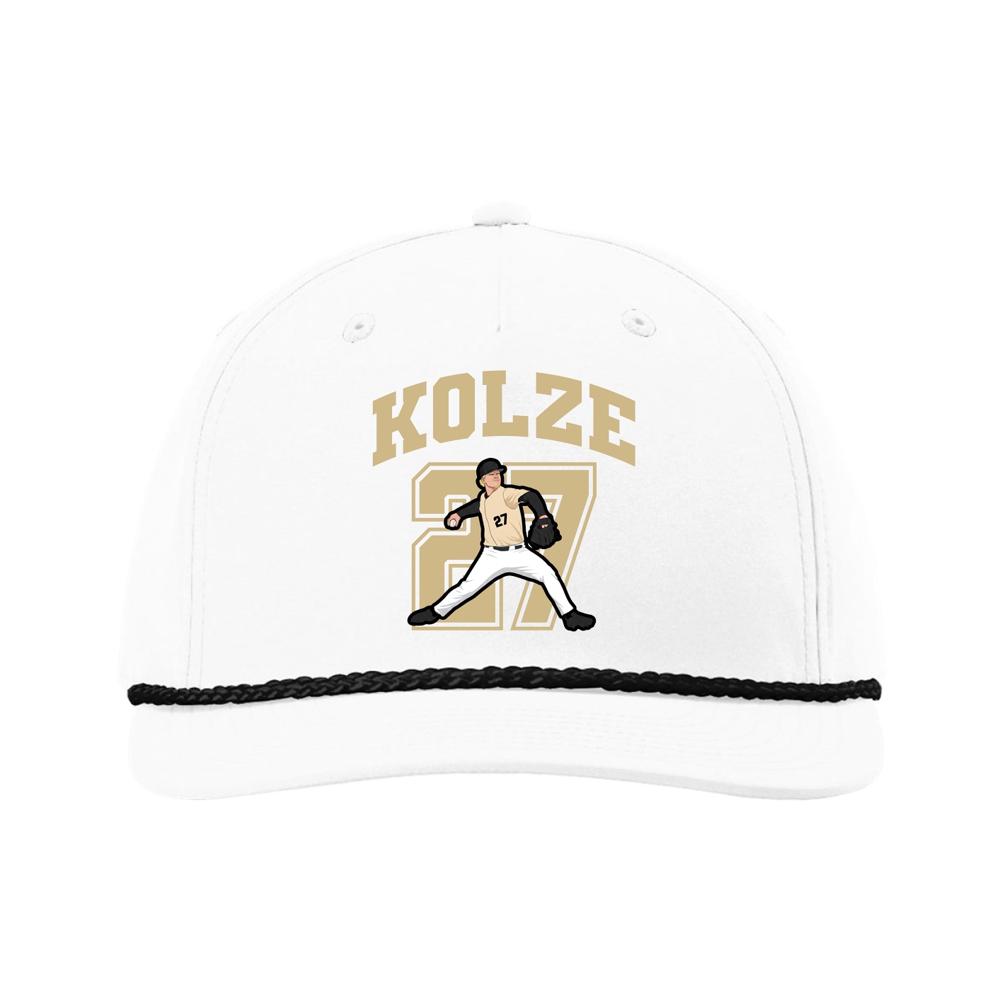 Five-Panel Classic Rope Cap — Number in White