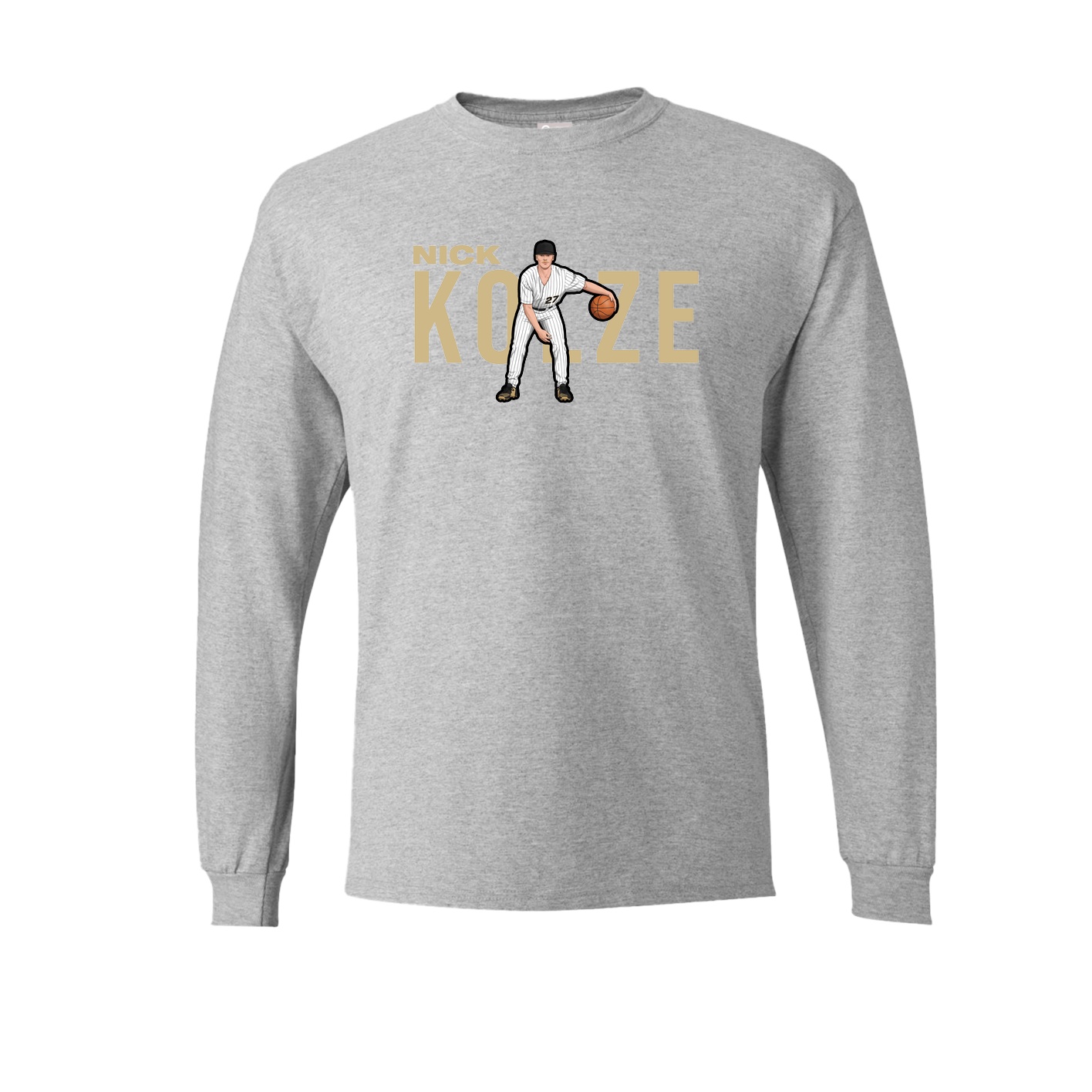 Long Sleeve Tee — Player Name in Grey