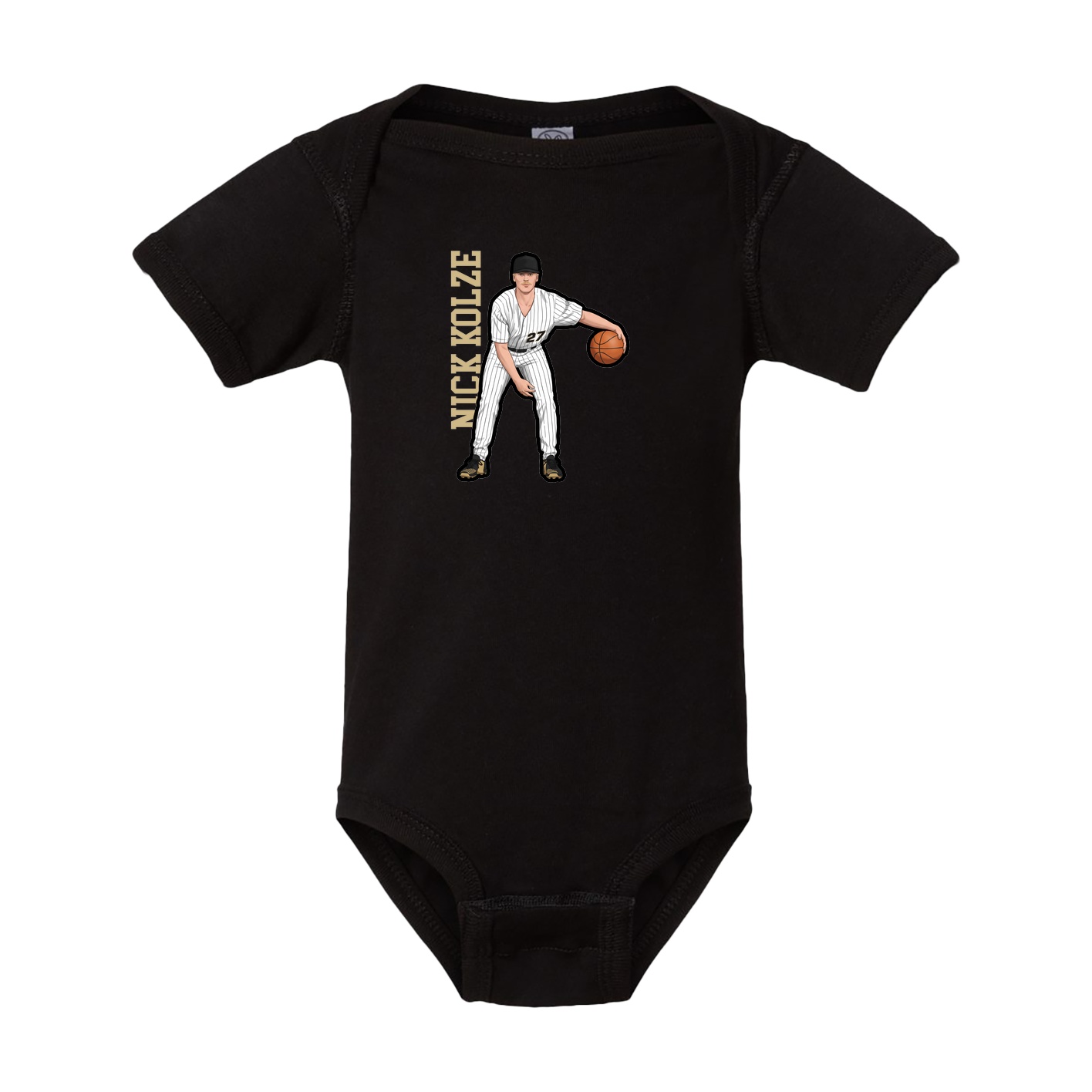 Baby Onesie — Name Vertical in Black
